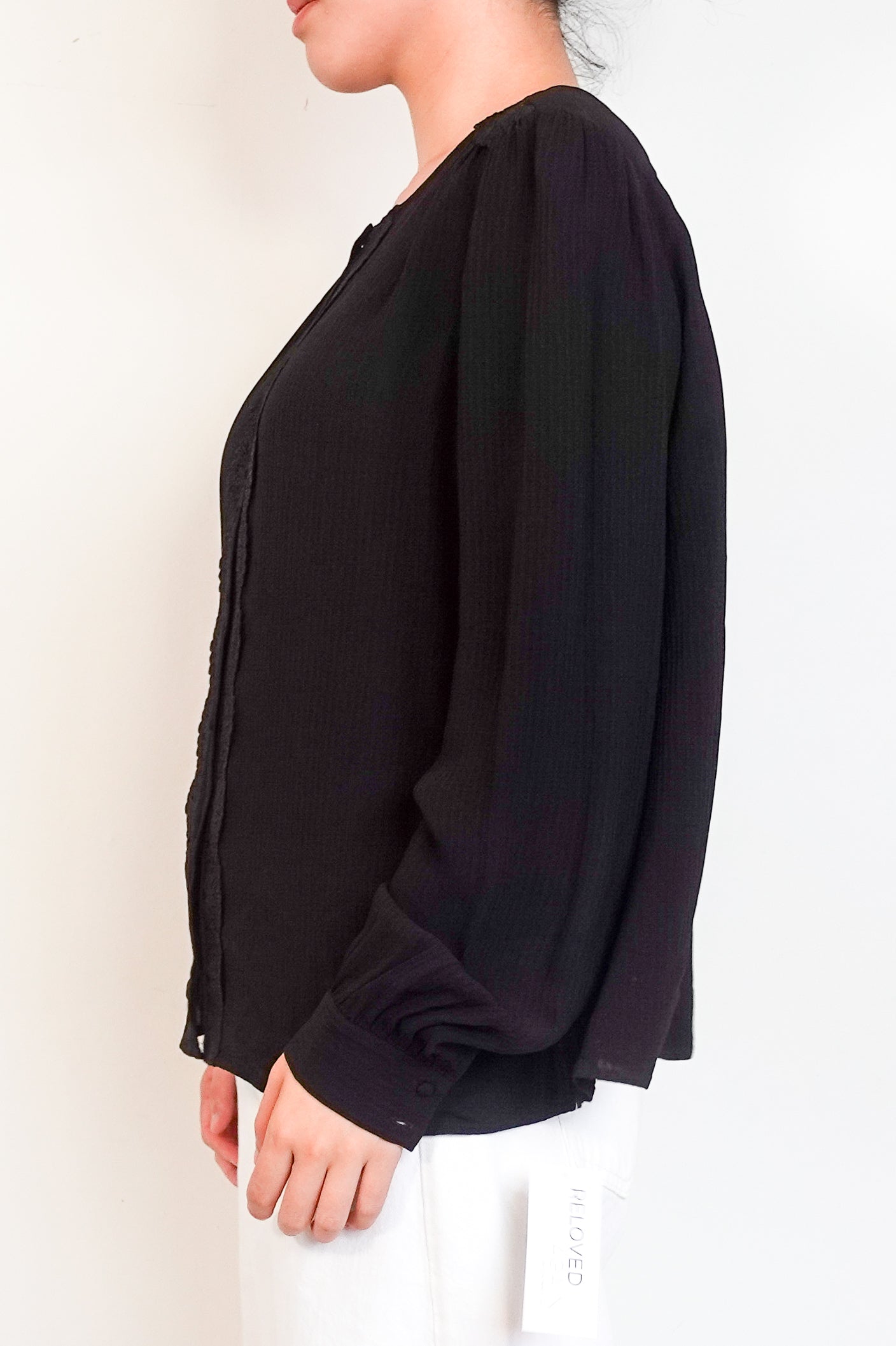 Sézane-black-blouse-with-woven-fan-detailing-side-picture