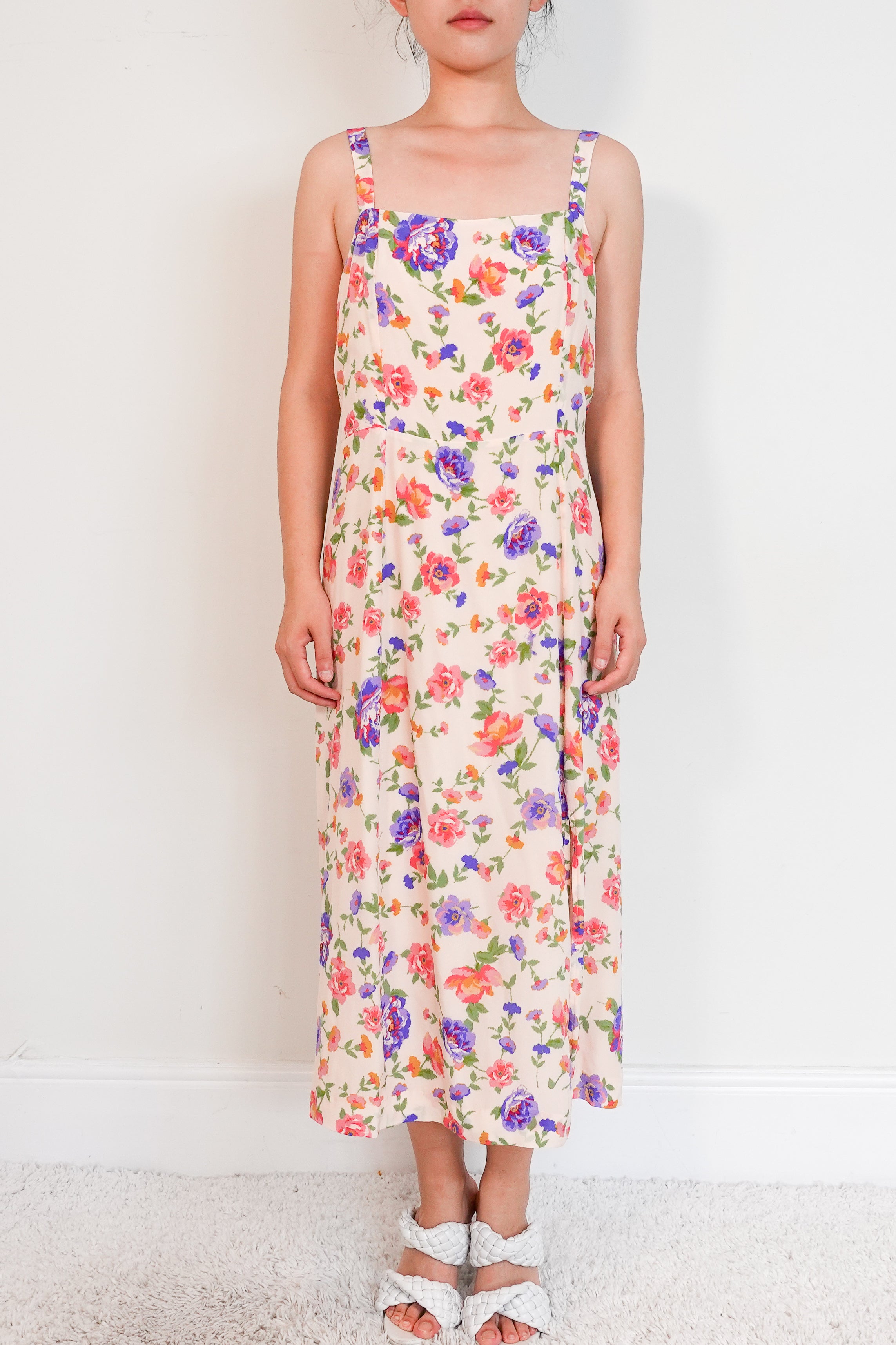 Sézane floral silk dress in pink