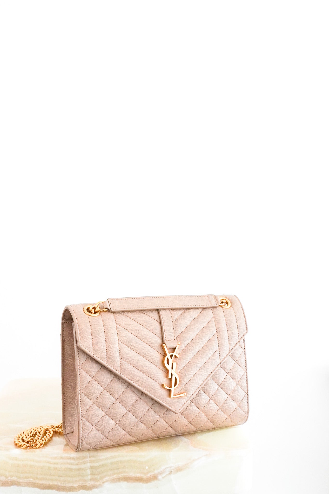 Saint-Laurent-Beige-Medium-Envelope-Matelasse-Shoulder-Bag-front-picture-chelsea-london
