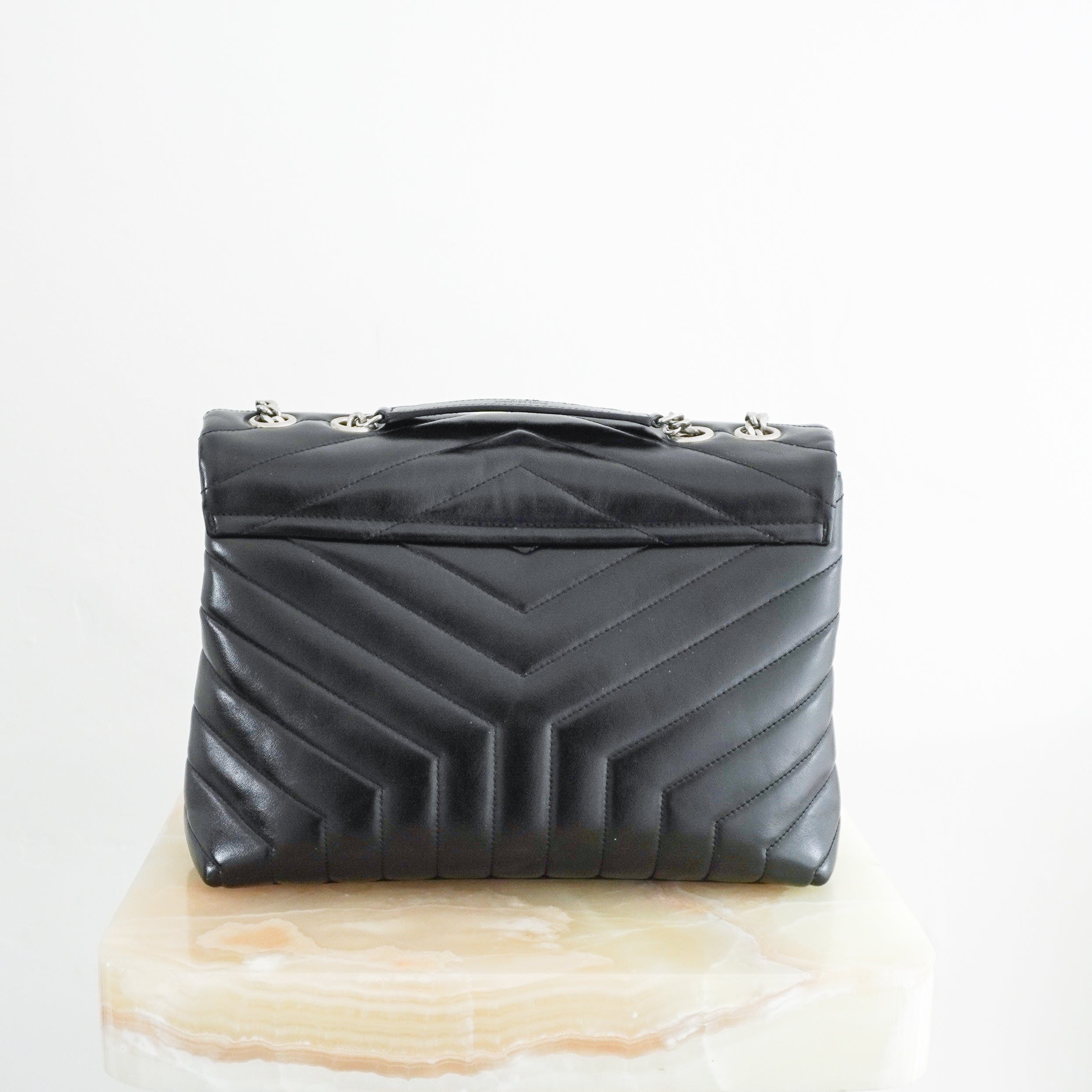 Saint-Laurent-Black-Loulou-Medium-in-Matelassé-Lambskin-back-picture-Chelsea-London
