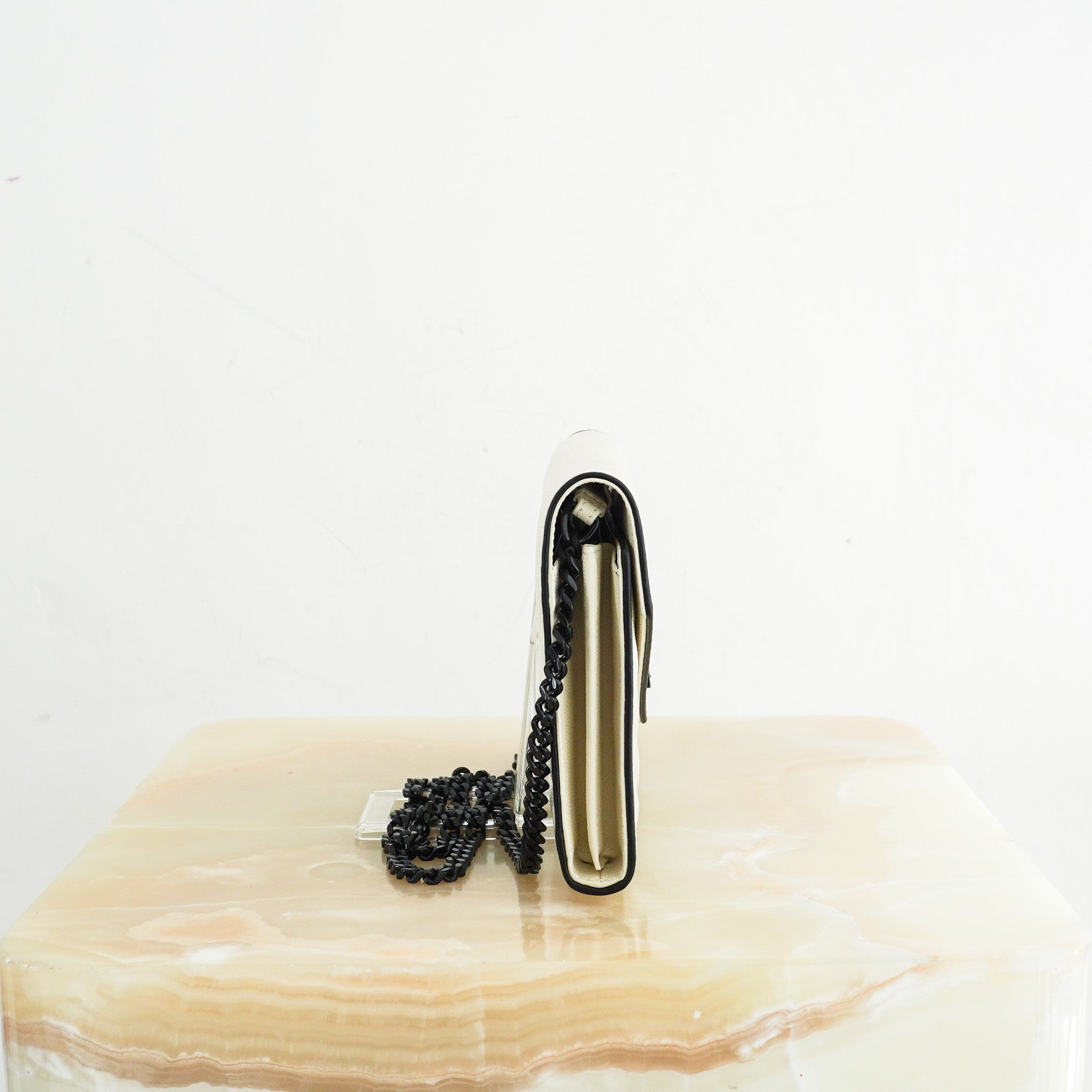 Saint Laurent Cassandra Wallet on a Chain Bag in White RRP £1200 | Authentic Preloved - Reloved Again