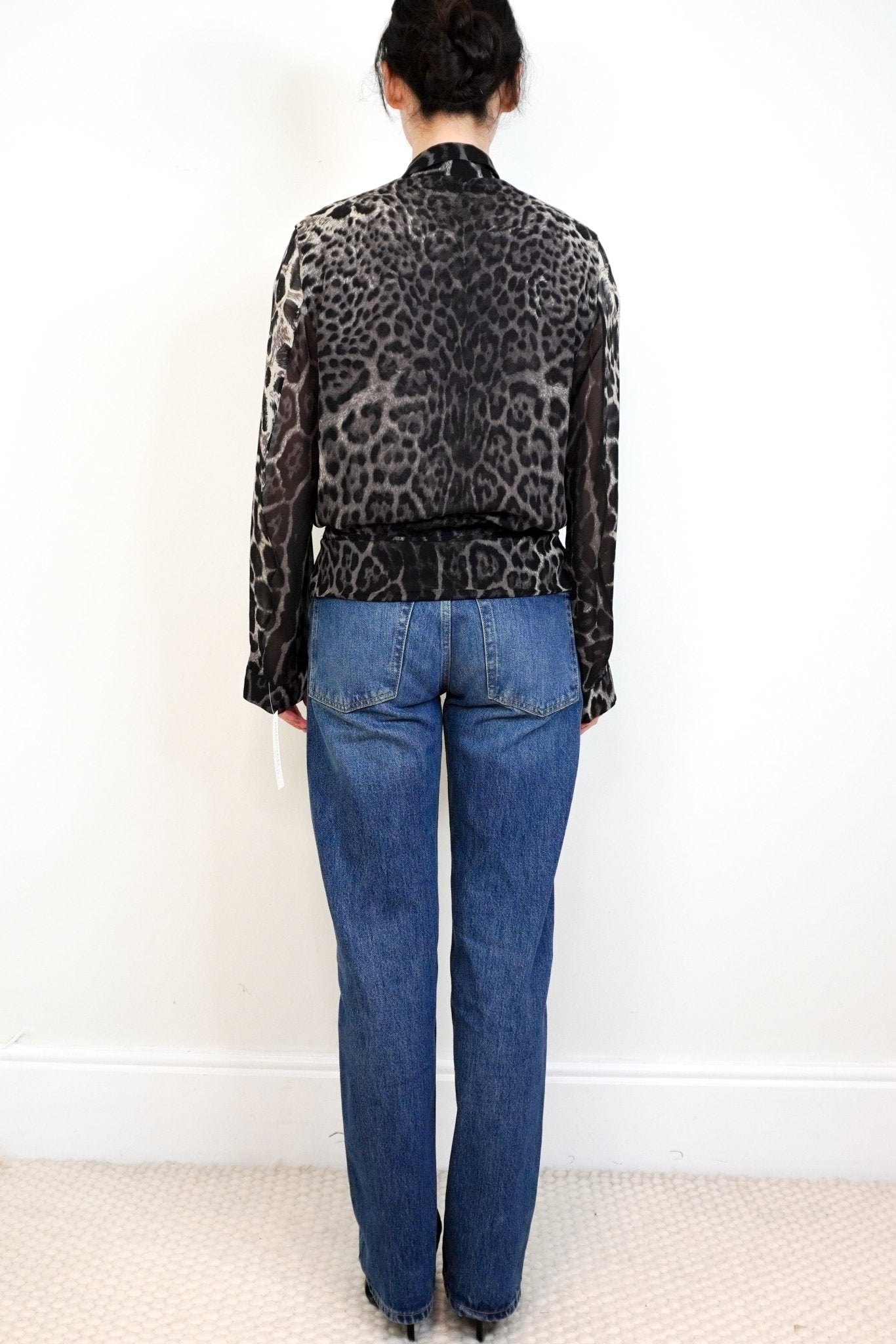 NEW Saint Laurent Grey Leopard Print Blouse RRP £450 | Authentic Preloved - Reloved Again