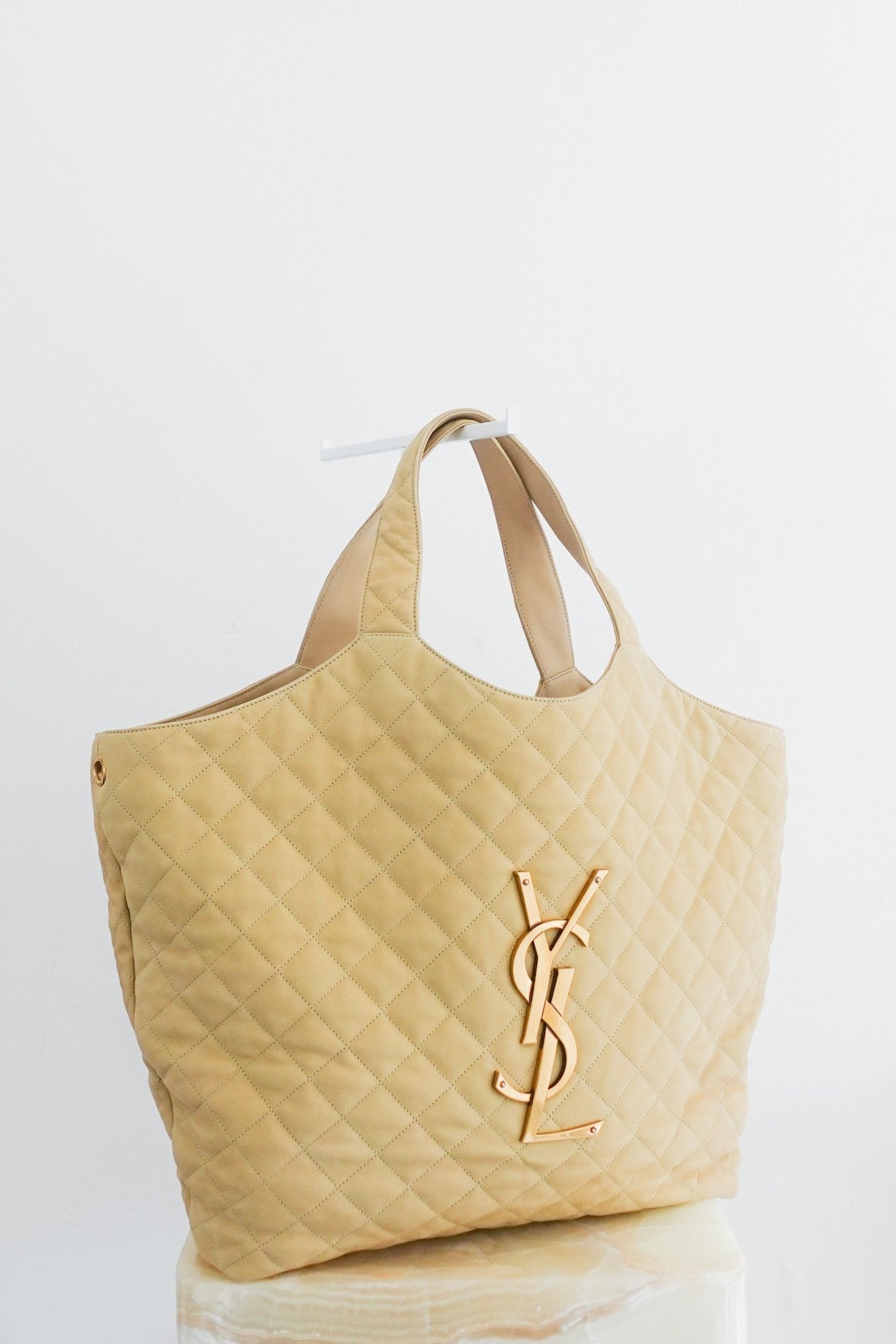Saint Laurent ICARE Quilted Lambskin in beige RRP £3755 | Authentic Preloved - Reloved Again