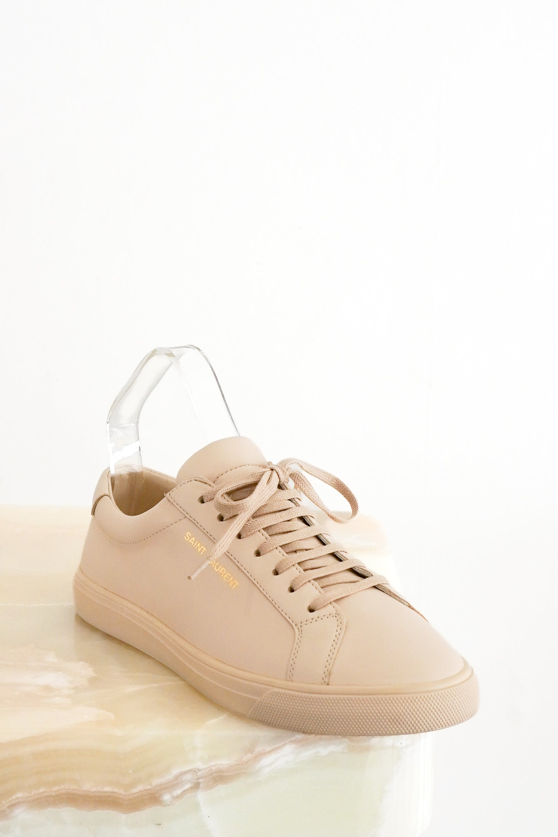Saint Laurent Andy Sneakers in Beige Leather front photo chelsea london