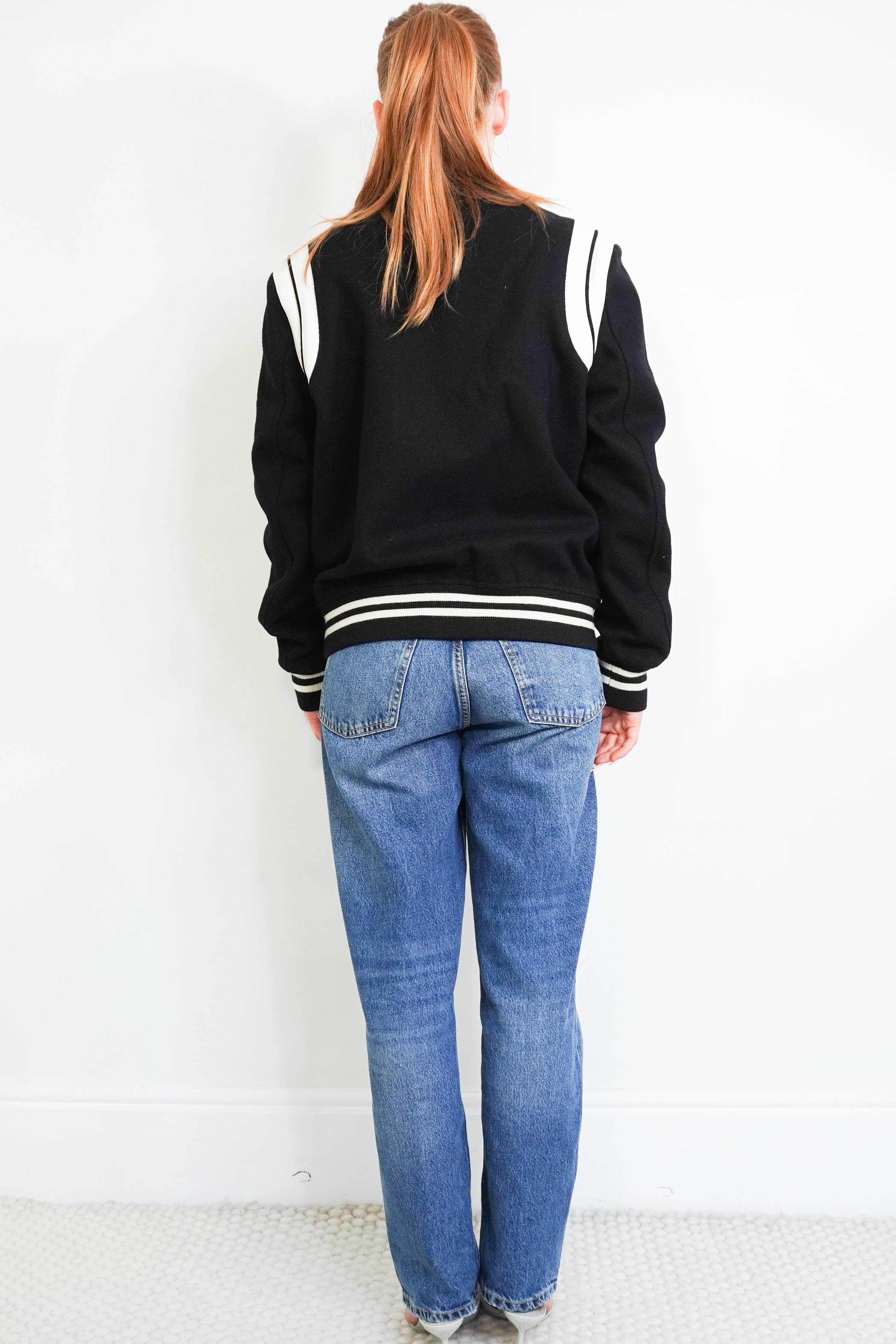 Saint Laurent Black Teddy Bomber Jacket back photo chelsea london
