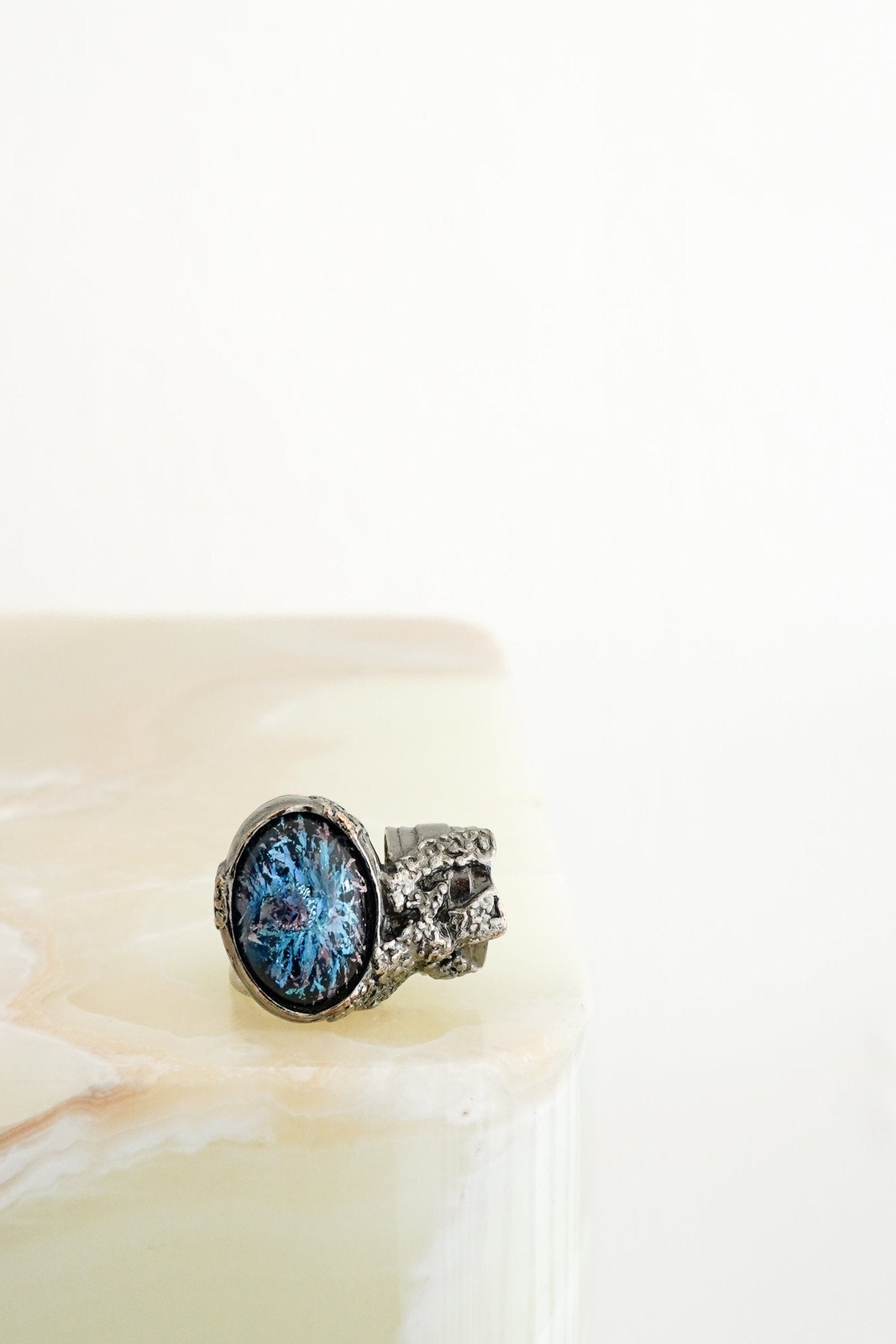 Saint Laurent Vintage Arty Ring with Blue Glass Stone RRP (£250) | Authentic Preloved FINAL SALE - Reloved Again
