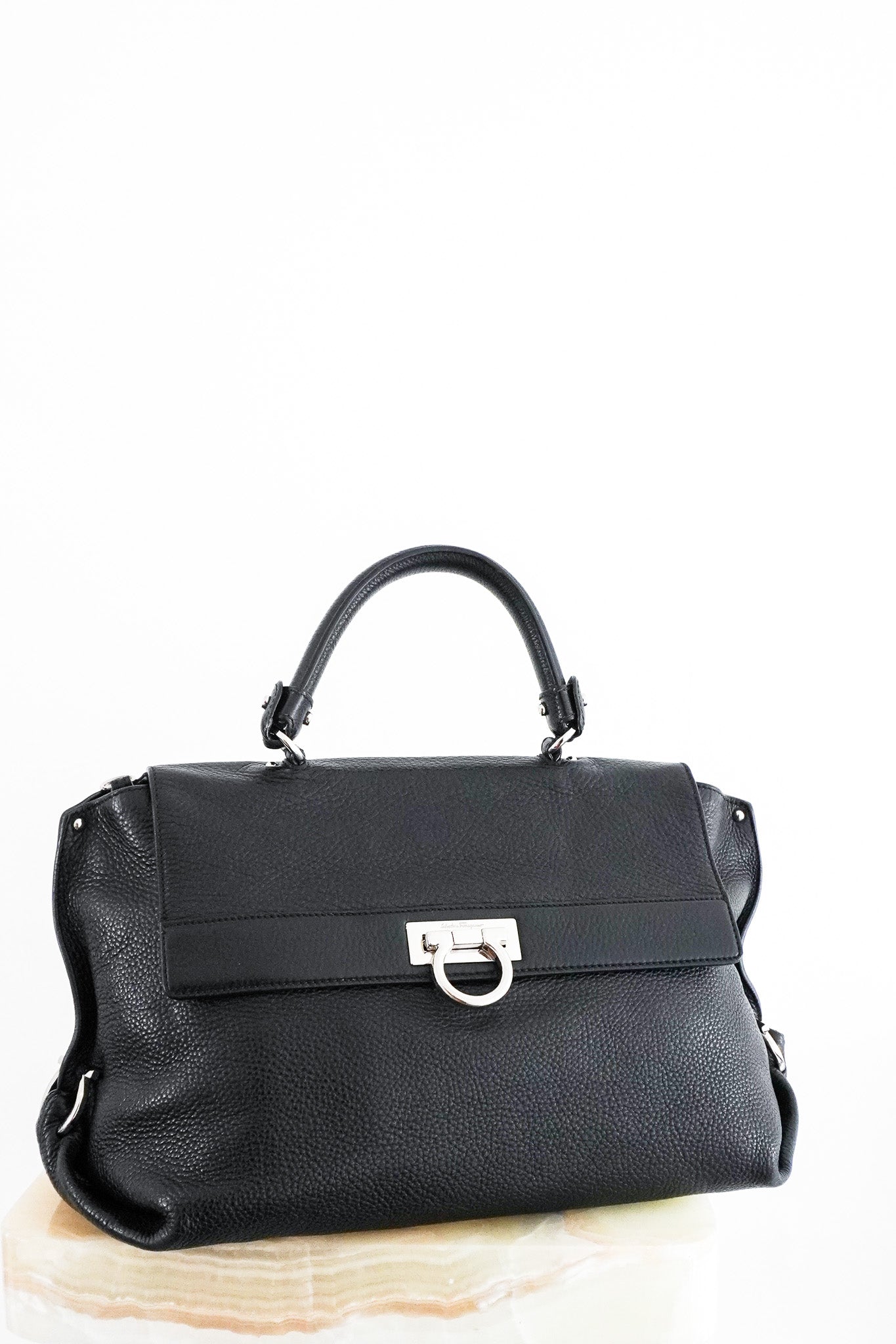 Salvatore Ferragamo Black Sofia Two - Way Bag with Crossbody Strap RRP £1400 | Authentic Preloved - Reloved Again