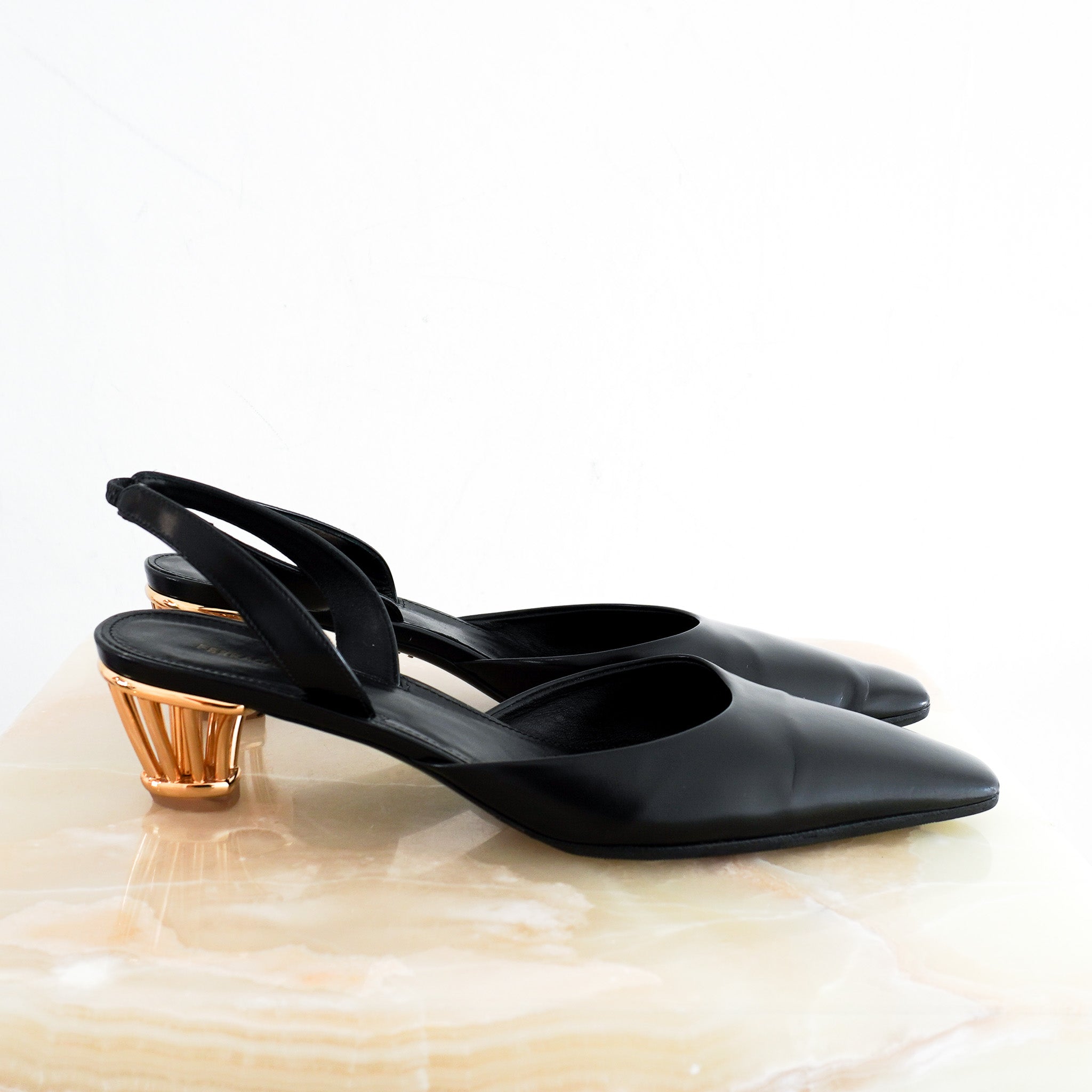 Salvatore Ferragamo Cage Heeled Slingbacks RRP £550 | Authentic Preloved - Reloved Again