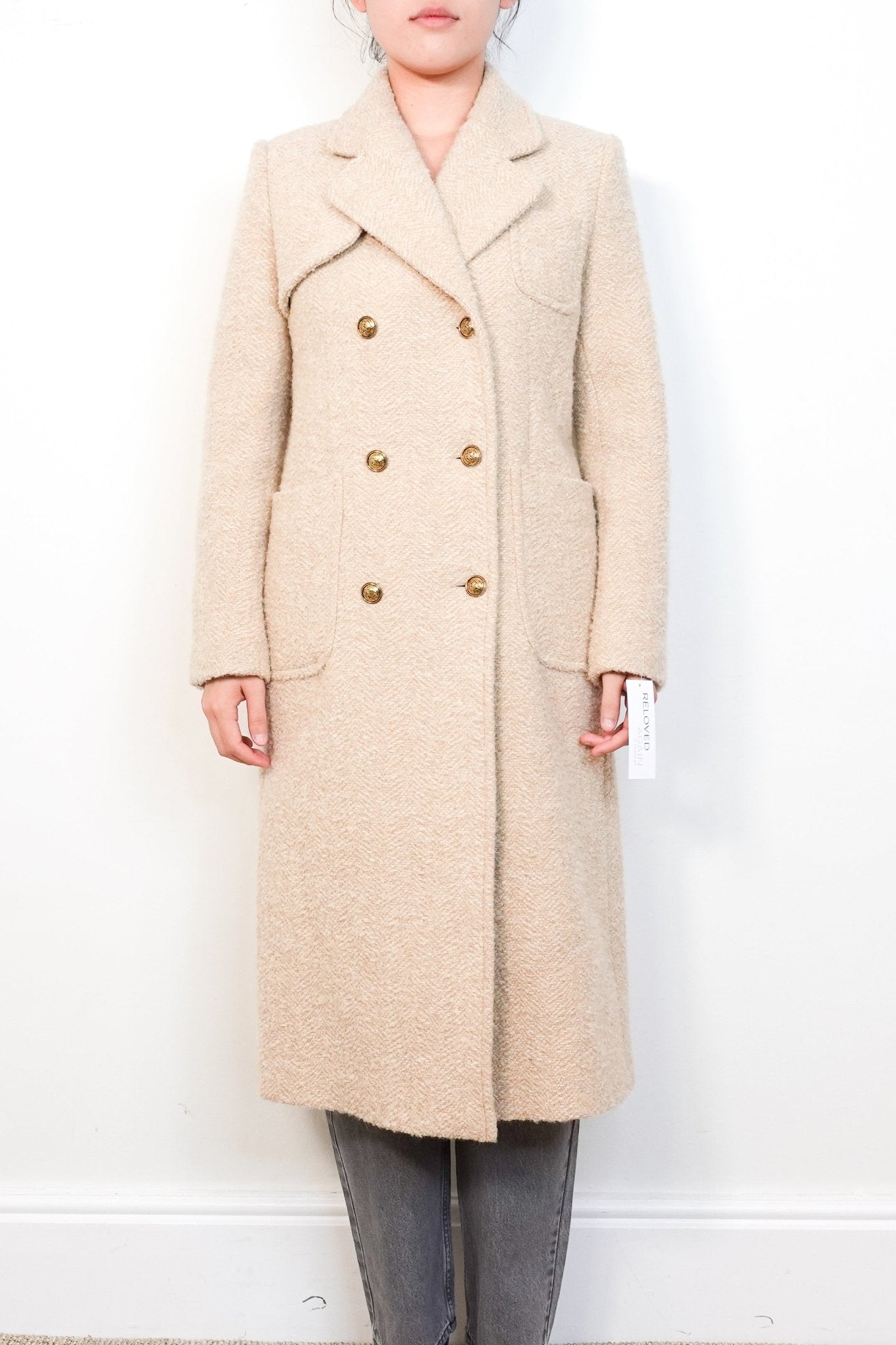 Sandro Beige Boucle Military Wool Coat RRP £700 | Authentic Preloved - Reloved Again