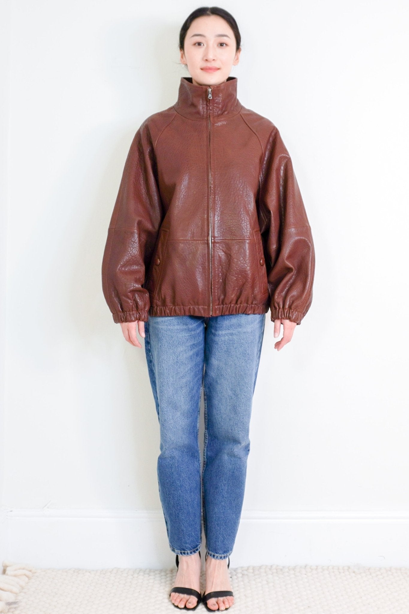 Sandro Brown Raglan - Sleeve Leather Jacket RRP £699 | Authentic Preloved - Reloved Again