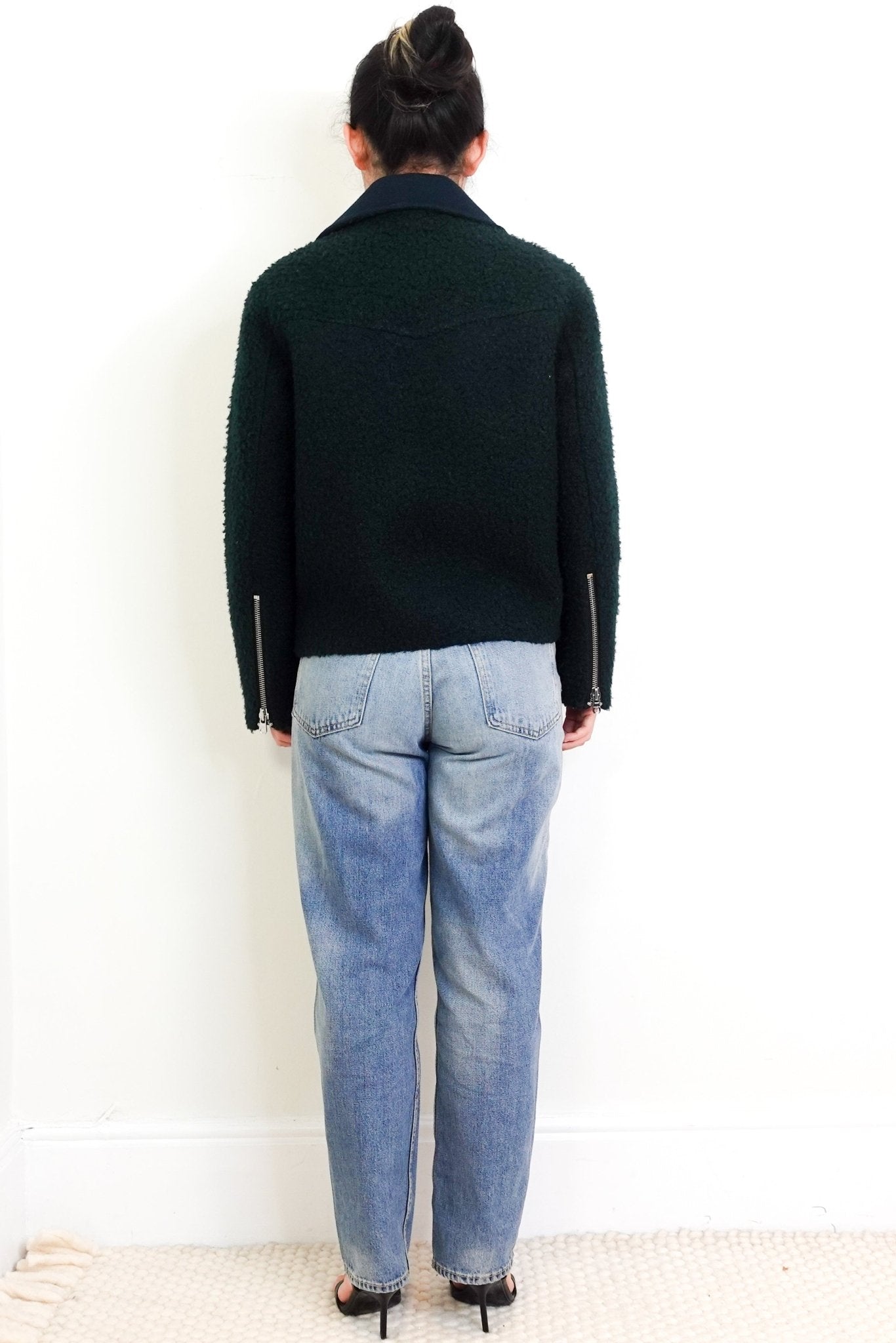 Sandro Green Boucle Biker Jacket RRP £400 | Authentic Preloved - Reloved Again