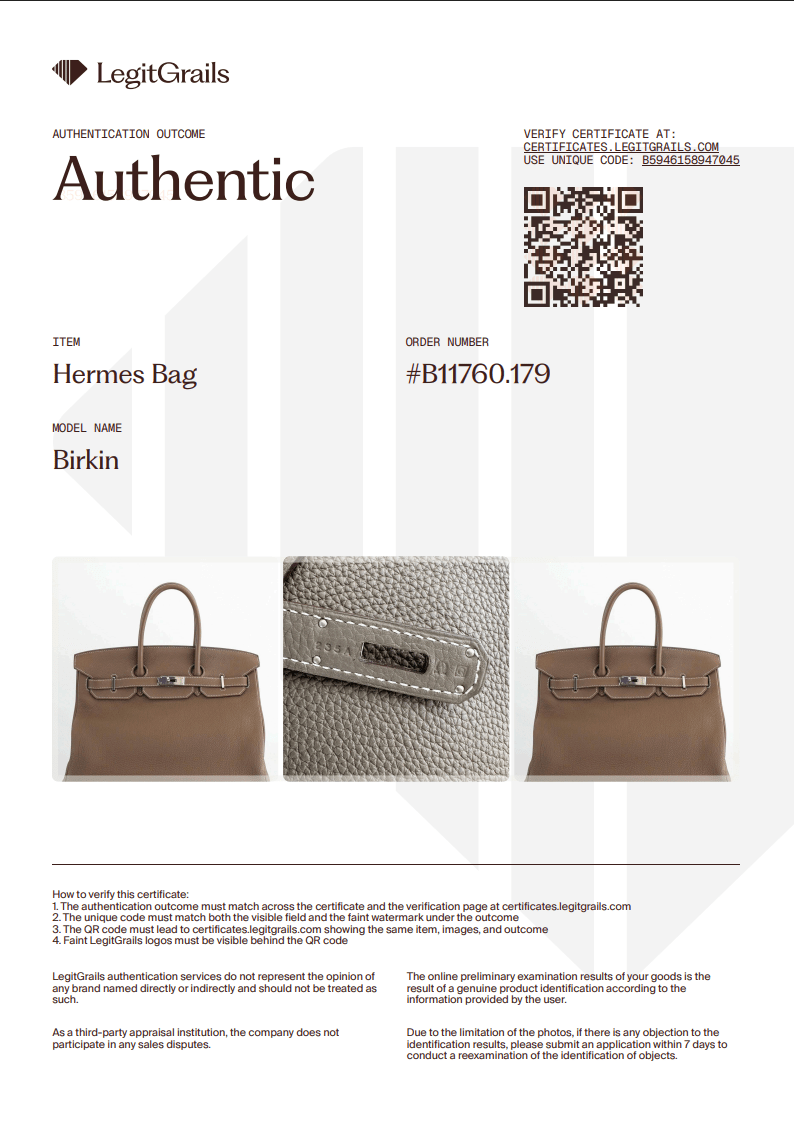 Hermes Birkin 35 Retourne Togo Etoupe with Palladium Hardware | Authentic Preloved - Reloved Again