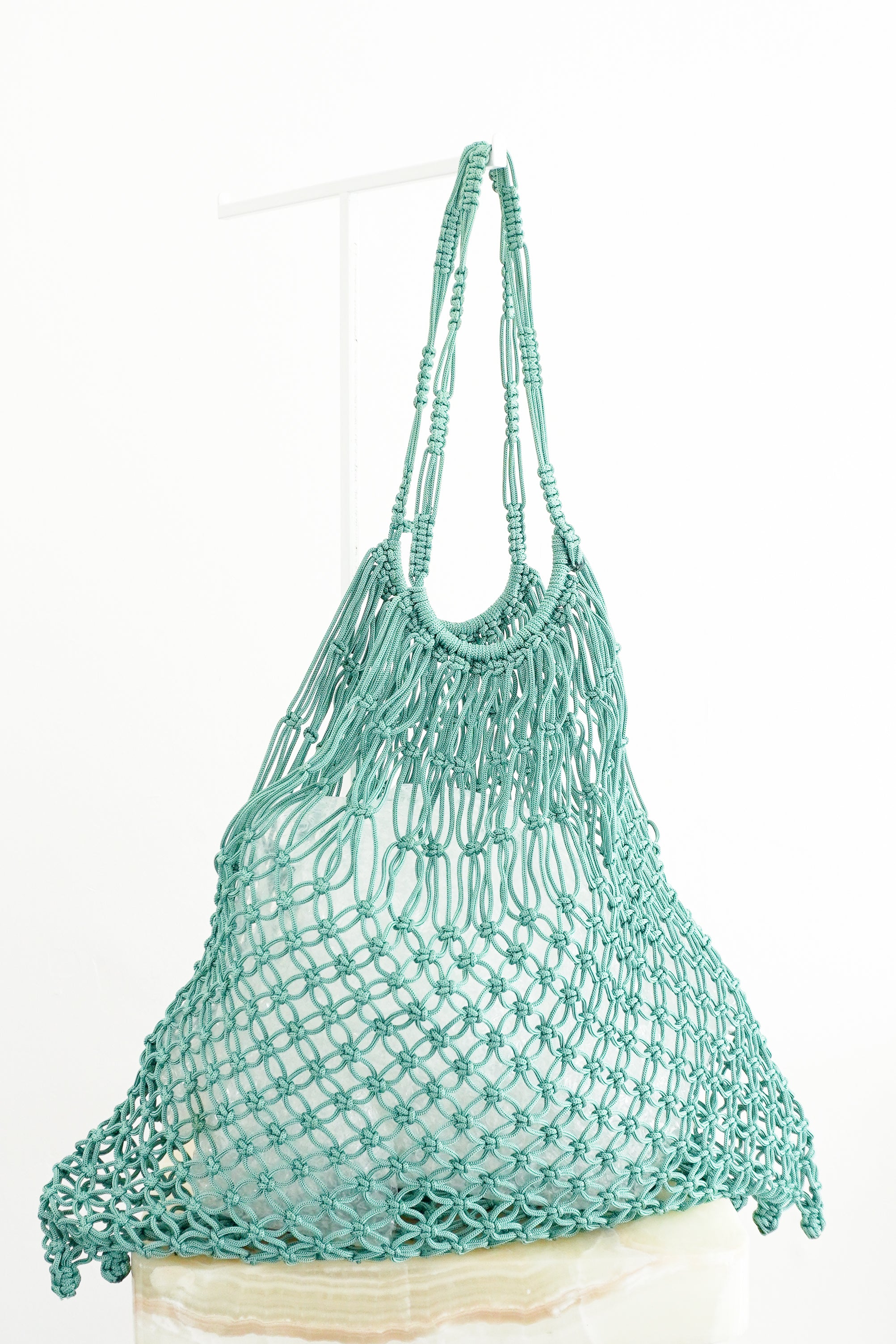 Sea Green Macramé Net Beach Tote Bag | Authentic Preloved FINAL SALE
