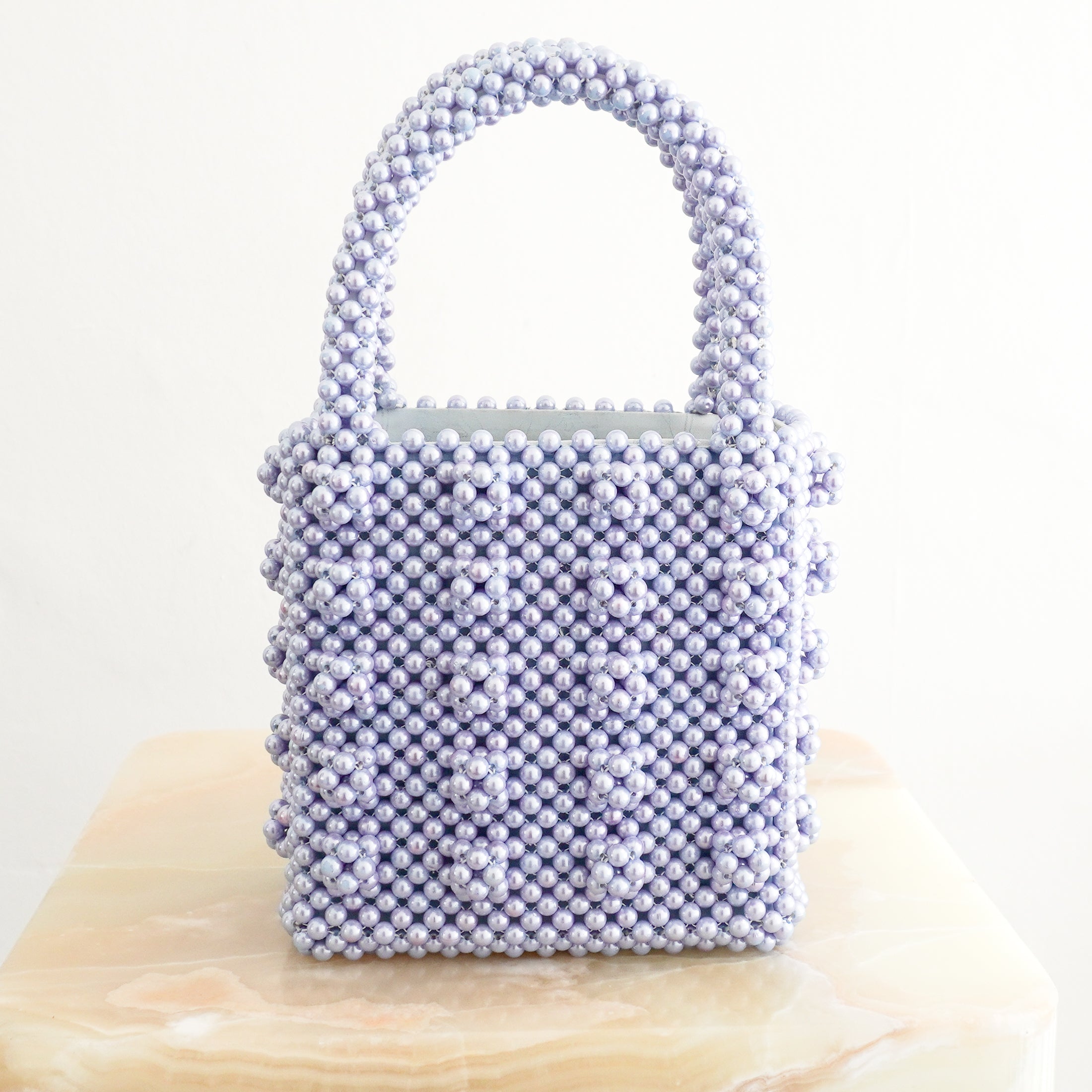 Shrimps Antonia Purple Faux-Pearl Tote Bag back photo chelsea