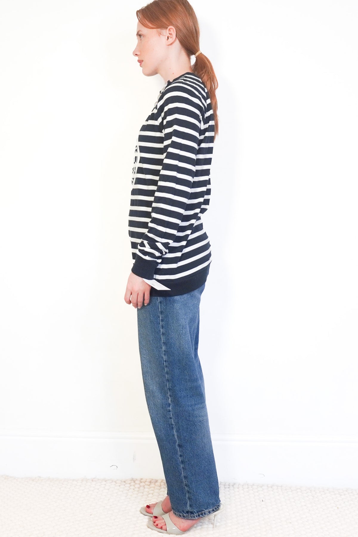 Side: Balmain Breton Logo T-Shirt 