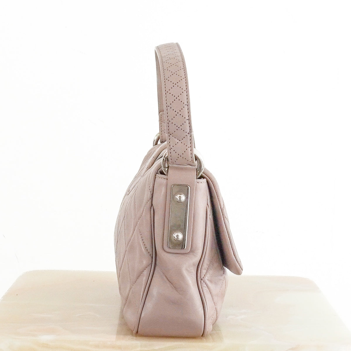 Side: Chanel Lilac Paris Londres Door Latch Flap Bag 2008