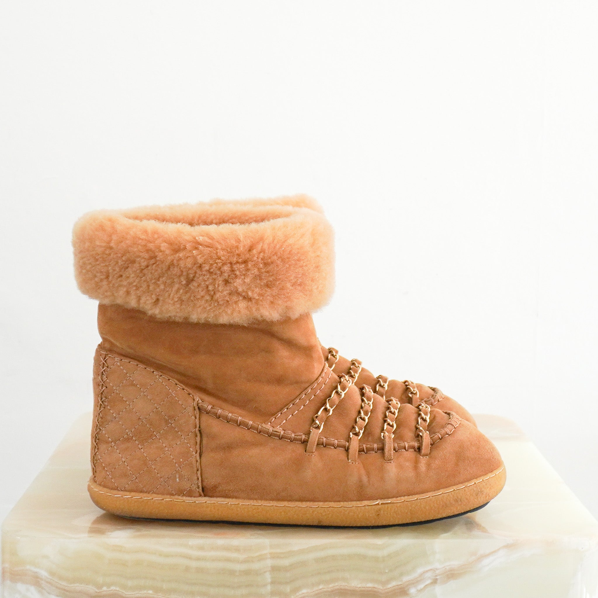 Chanel Shearling Chain Link Boots RRP £1,266 | Authentic Preloved - Reloved Again