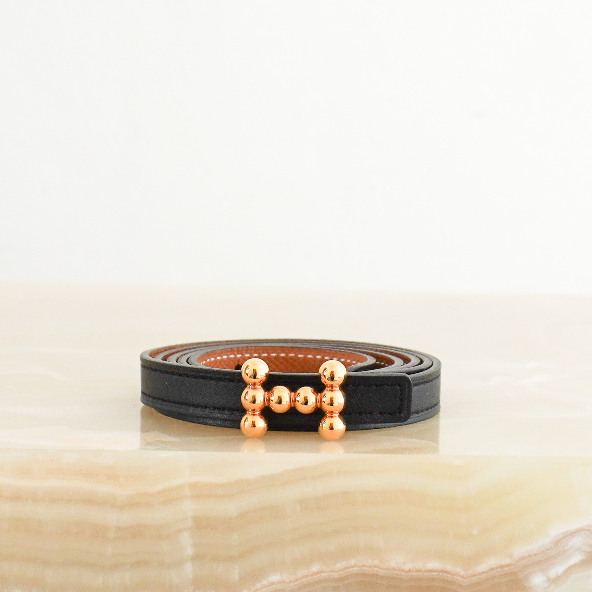 Side Hermès Leather Belt Strap 13 Epsom Leather with Bubble Buckle