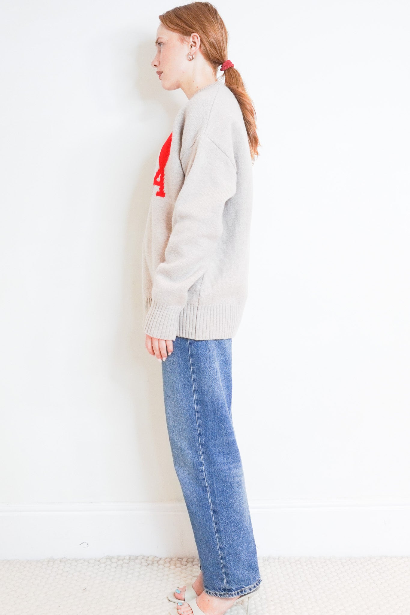 Side Image: Ami De Coeur Neutral Crewneck Sweater