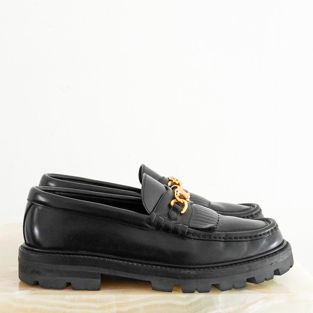 Celine Triomphe Black Leather Loafers (RRP £850) | Authentic Preloved - Reloved Again