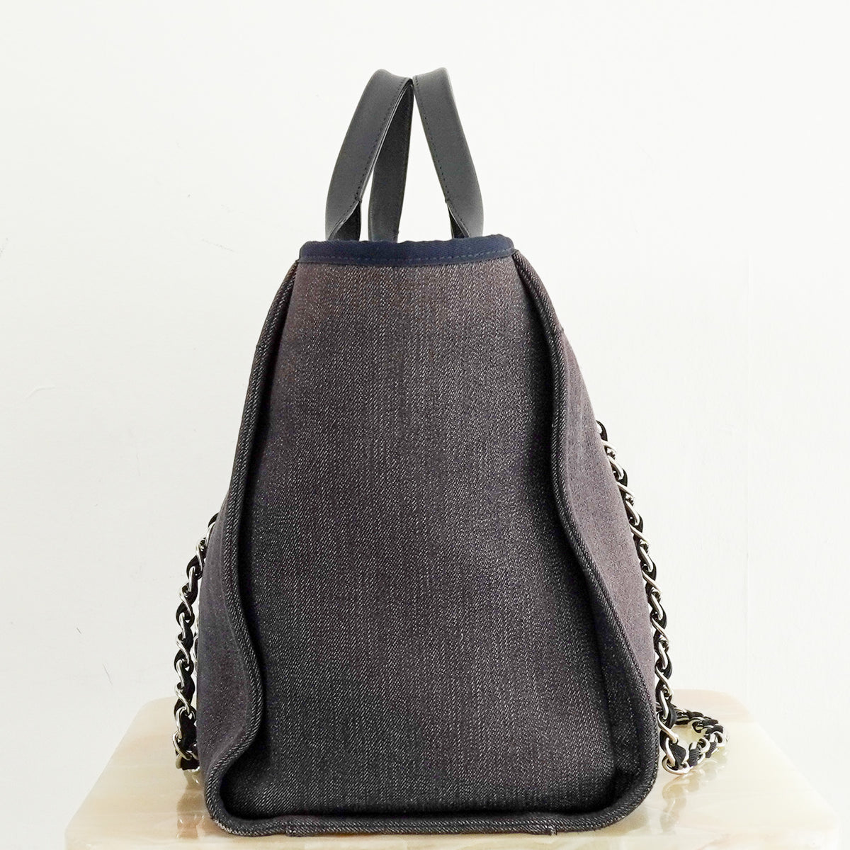 Side Image: Chanel Deuville Medium Denim Tote Bag