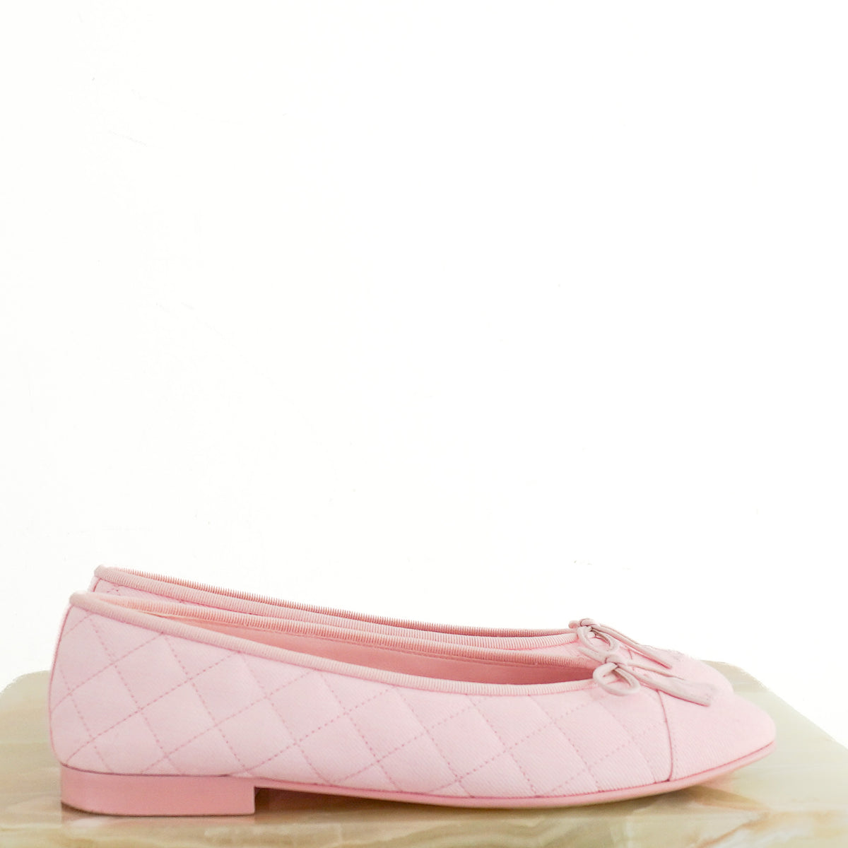 Chanel Pink Denim Quilted Cap Toe Ballet Flats (RRP £820) | Authentic Preloved - Reloved Again
