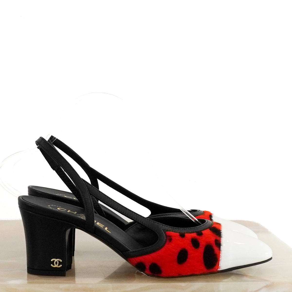 Side Image: Chanel Pony Hair Slingback Pumps 