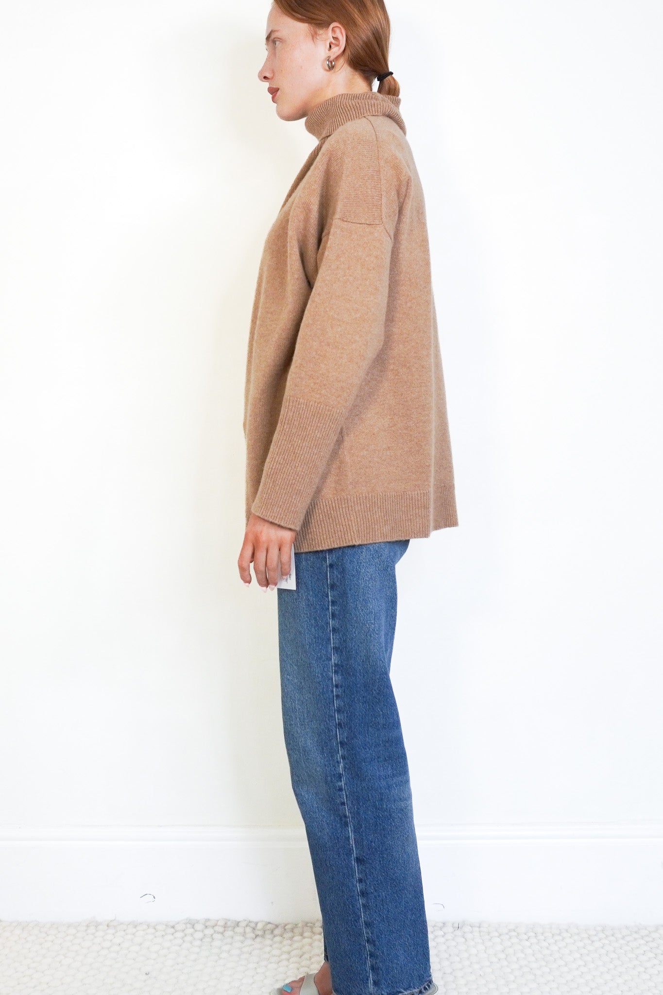 Side Image: Chinti & Parker High Neck Camel Jumper 