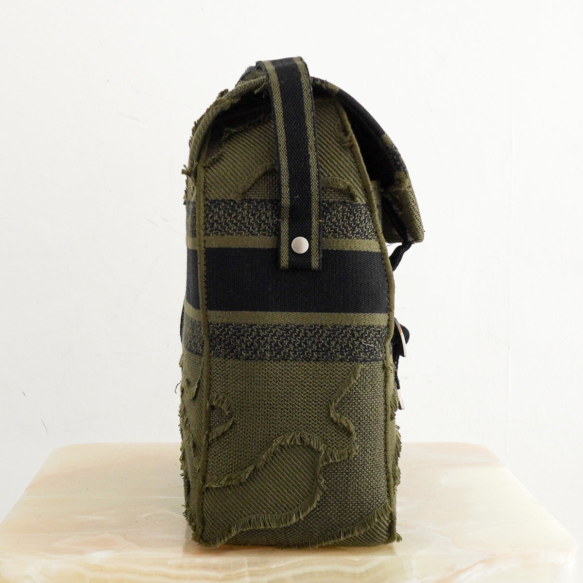 Side Image: Christian Dior Diorcamp Messenger Bag Green Camouflage Canvas 