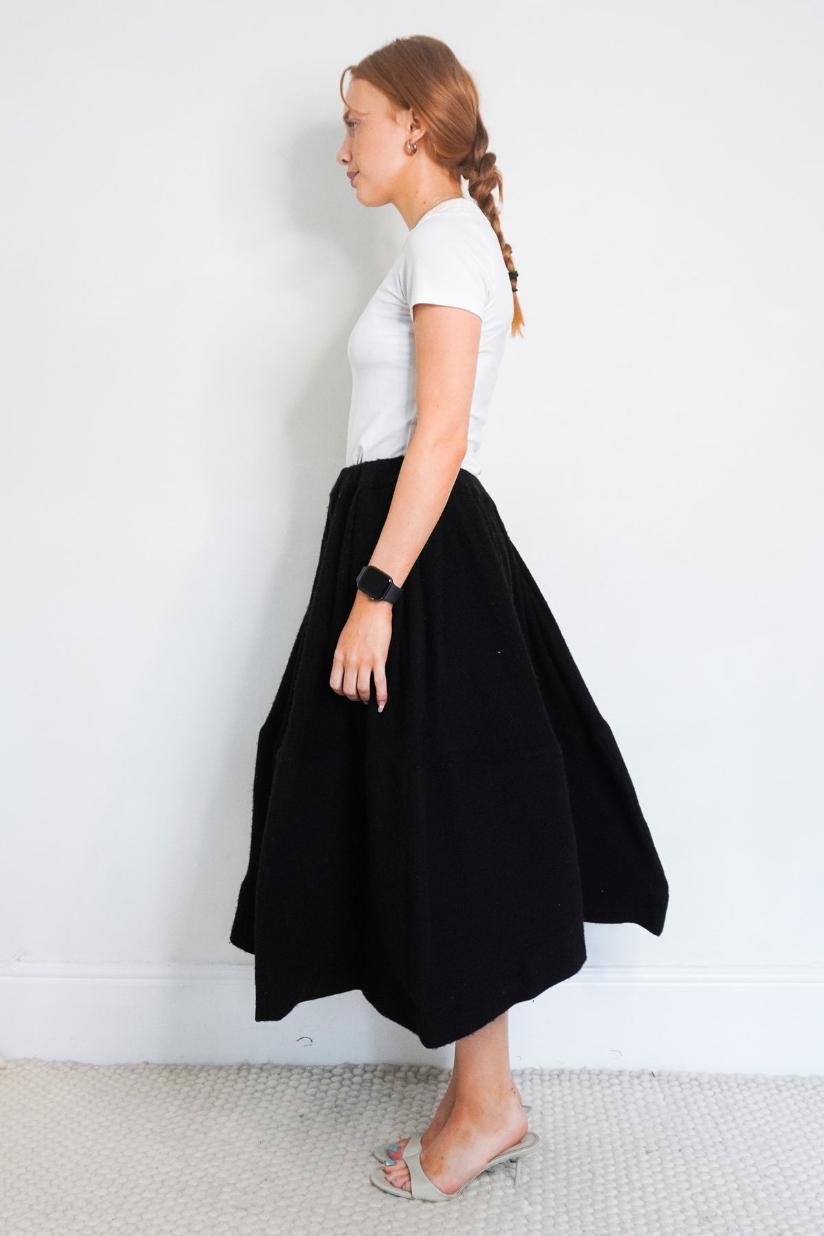 Side Image: Comme Des Garcons Black Skirt UK XS