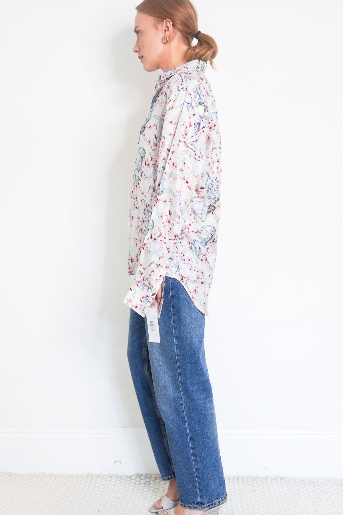 Side Image: Dior x Hajime Sorayama Cherry Blossom and Robot Silk Shirt