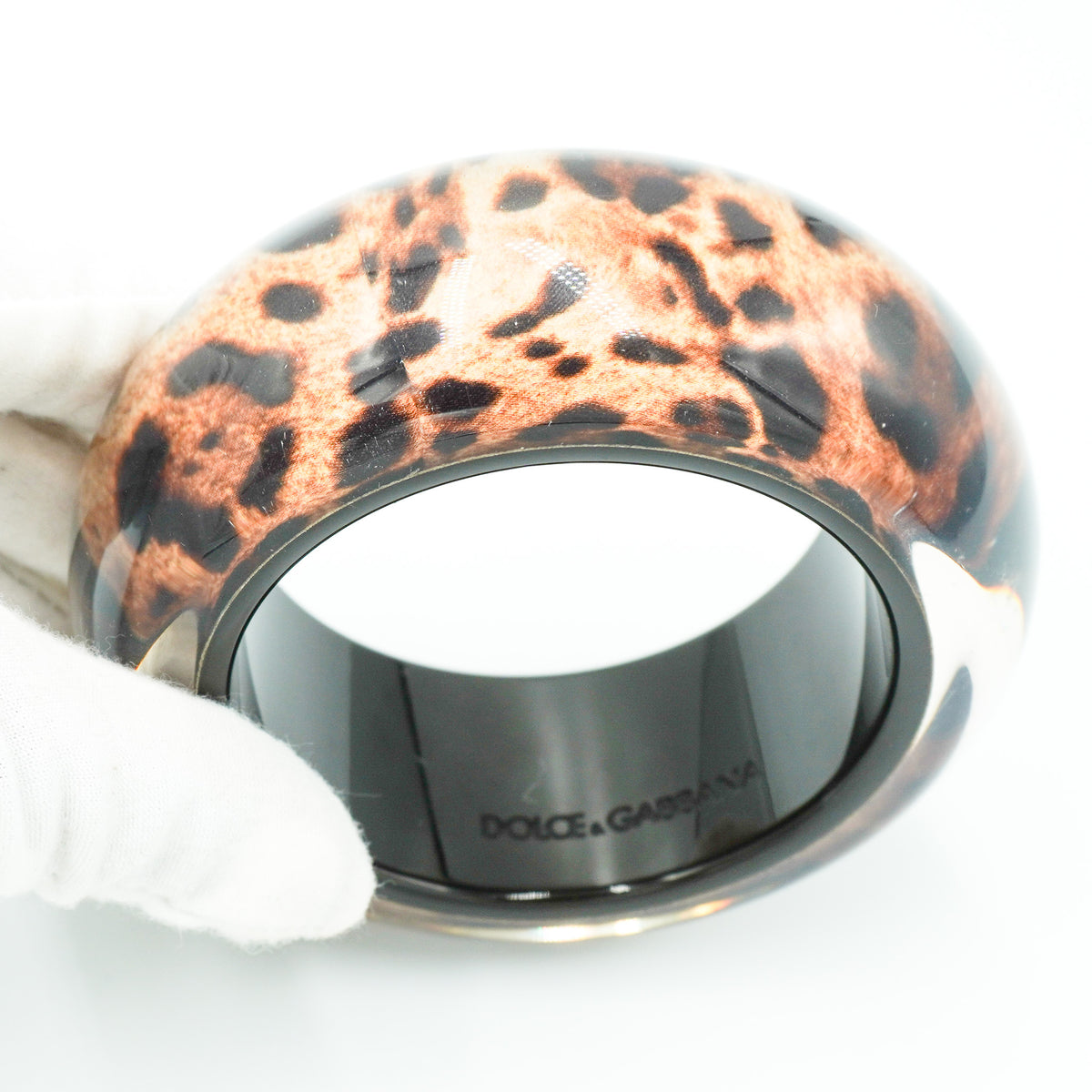 Side Image: Dolce & Gabbana Leopard Print Resin Bangle