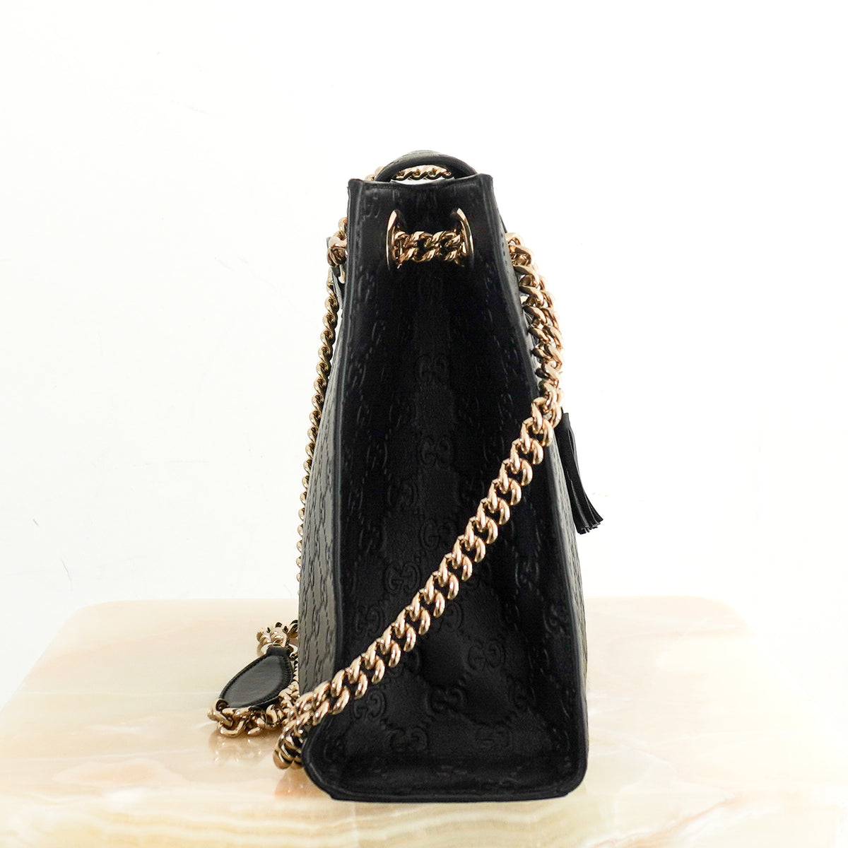 Side Image: Gucci Guccissima Large Emily Shoulder Bag