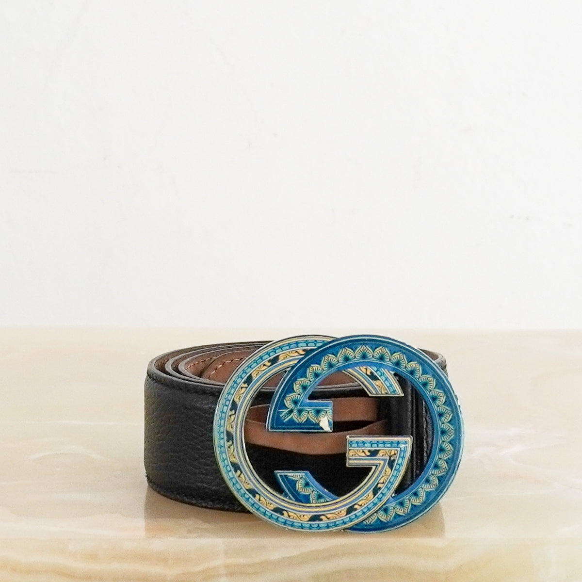 Side Image: Gucci Interlocking G Enamel Buckle Belt 