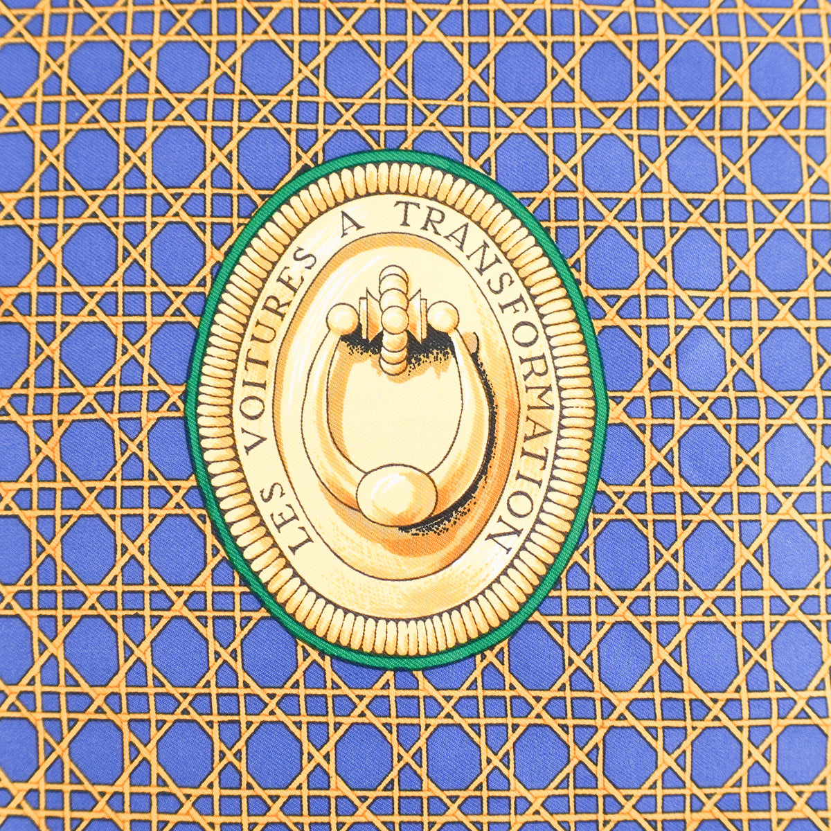 Side Image: Hermès Blue and White Printed Silk Scarf
