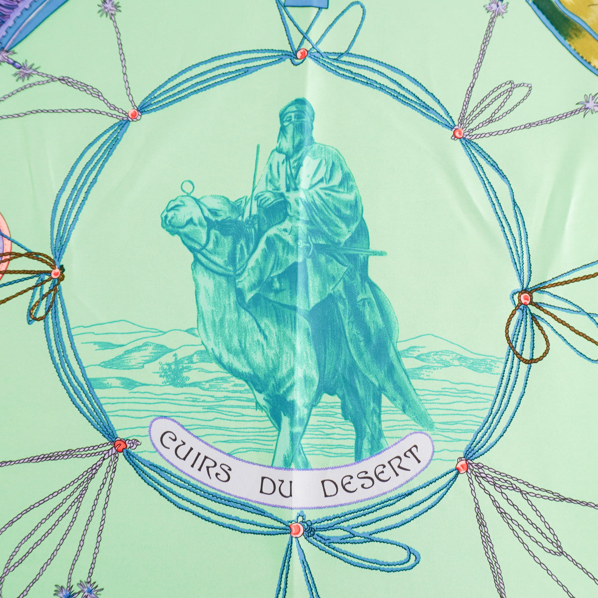 Side Image: Hermes Cuirs du Desert Carré 90 Twill Scarf