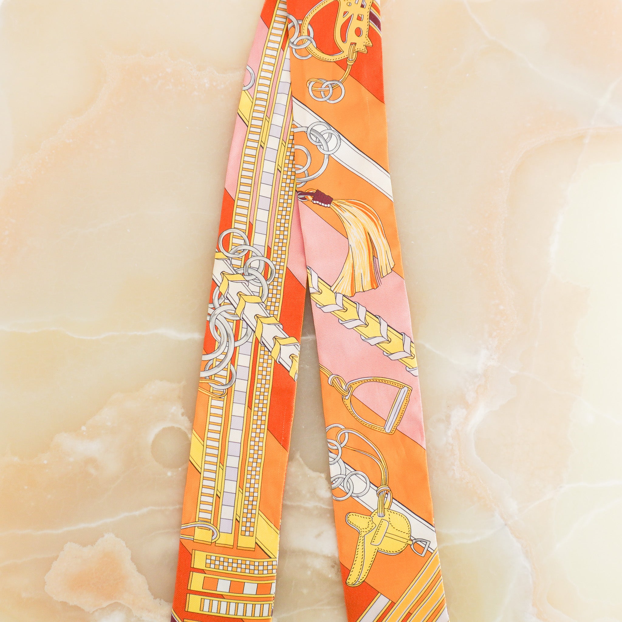 Side Image: Side Image: Hermes Silk Twilly Scarf Geometric Print 
