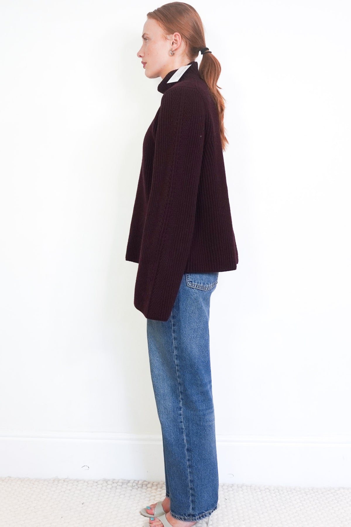 Side Image: ME+EM Brown Knitted Wool Ribbed Jumper 