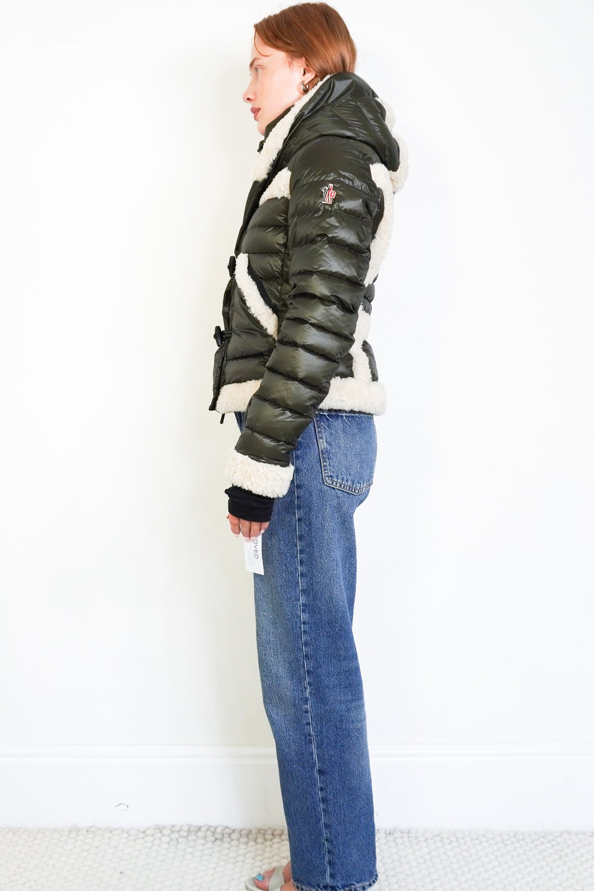 Side Image: Moncler Grenoble Alvernia Ski Down Puffer Jacket with Shearling Trim