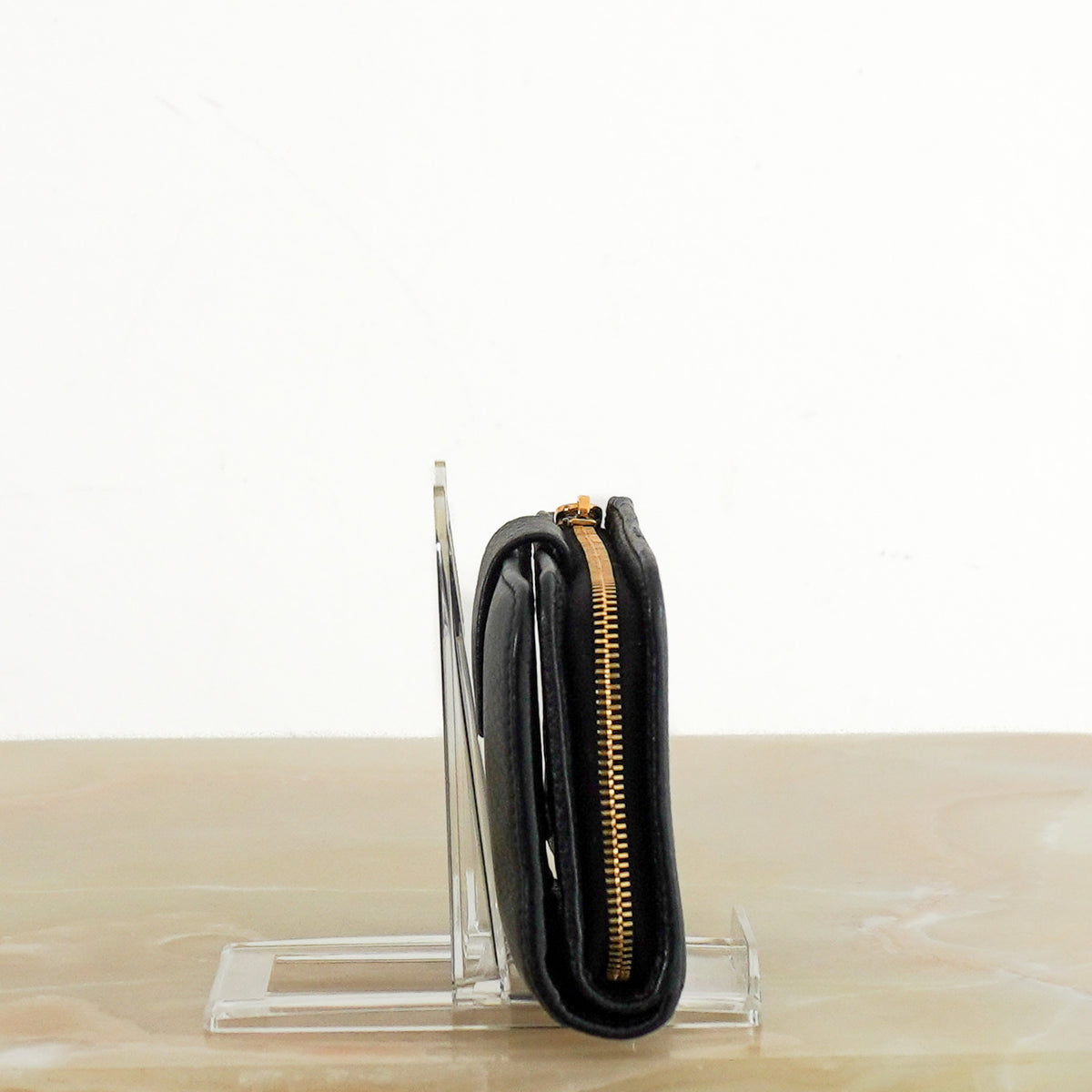 Side Image: Prada Black Bi-Fold Wallet
