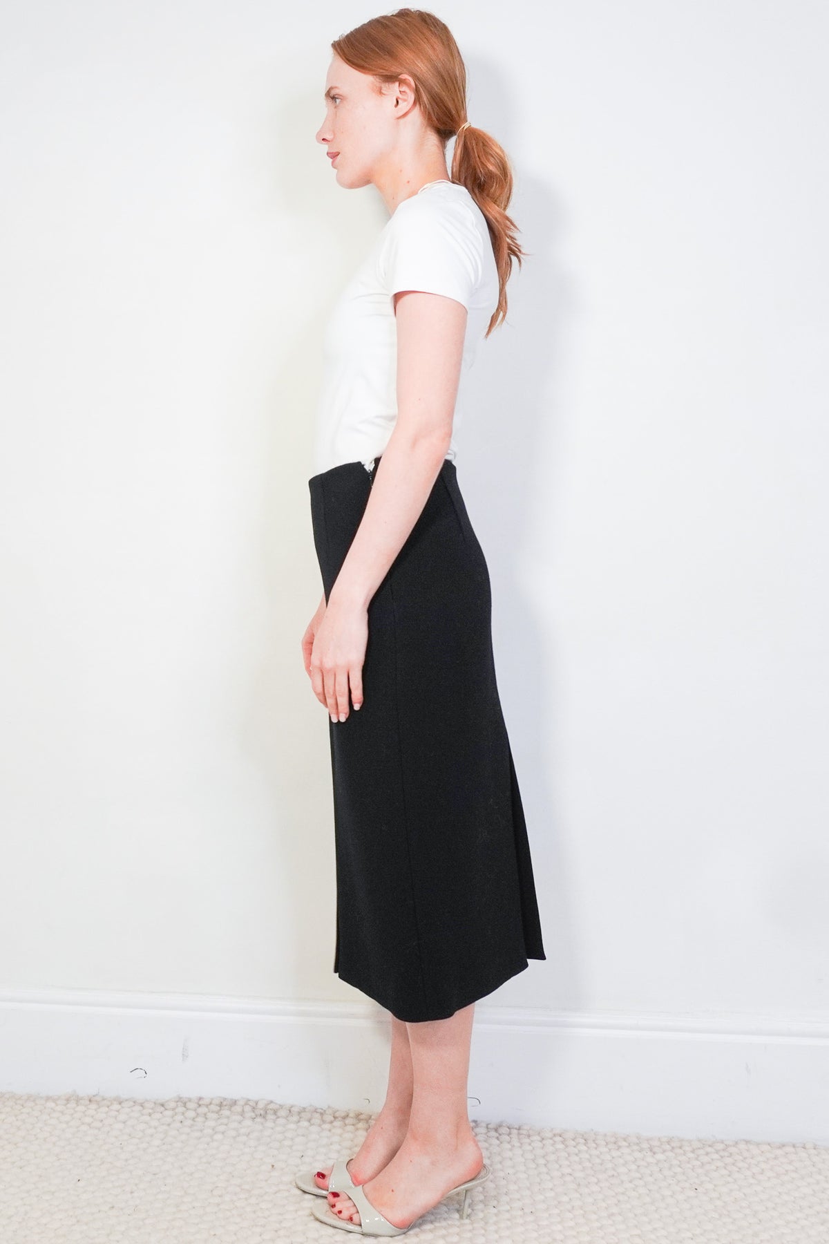 Prada Black Wool A-Line Midi Skirt (RRP £1000) | Authentic Preloved - Reloved Again