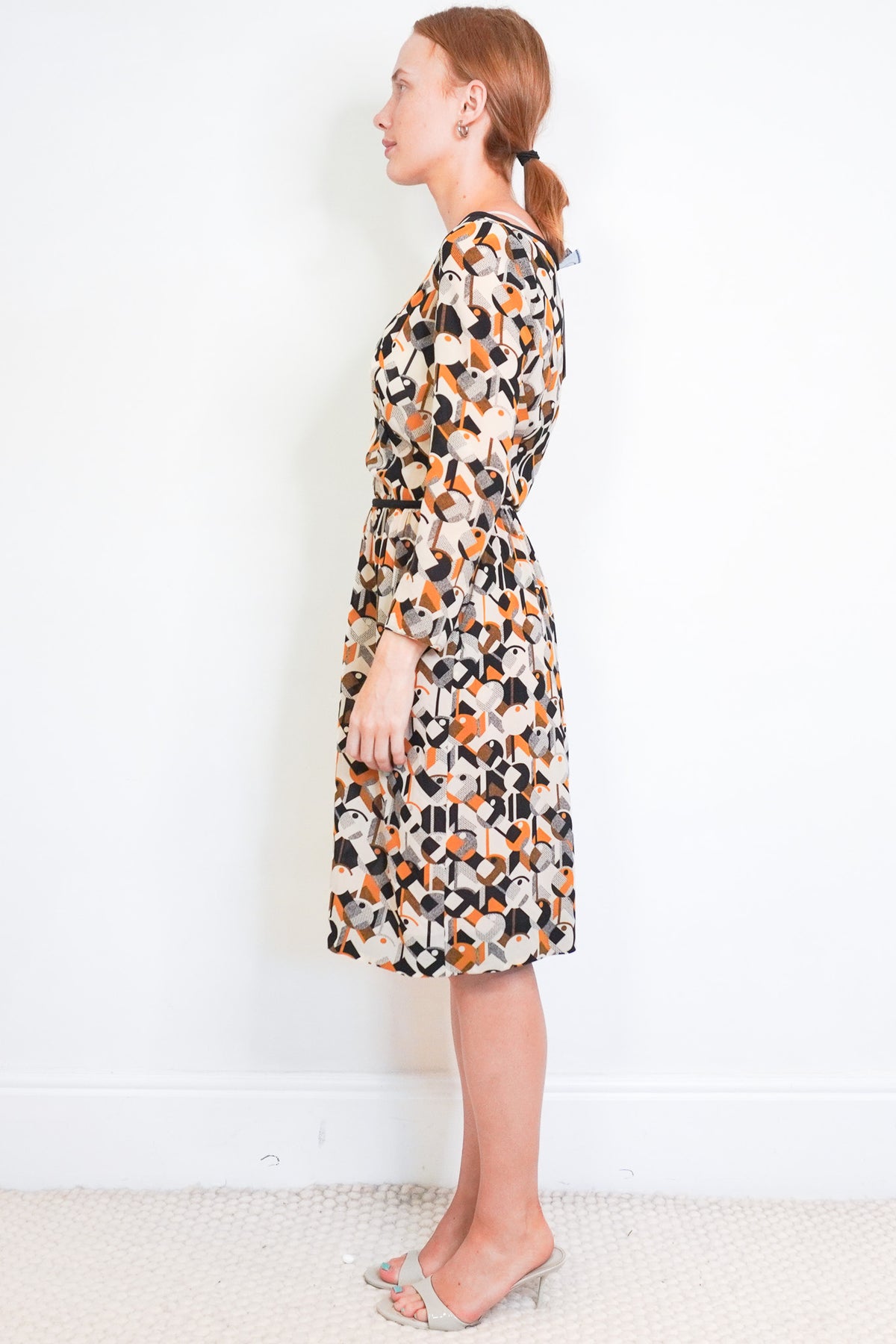Side Image: Prada Milano Orange and Black Dress 