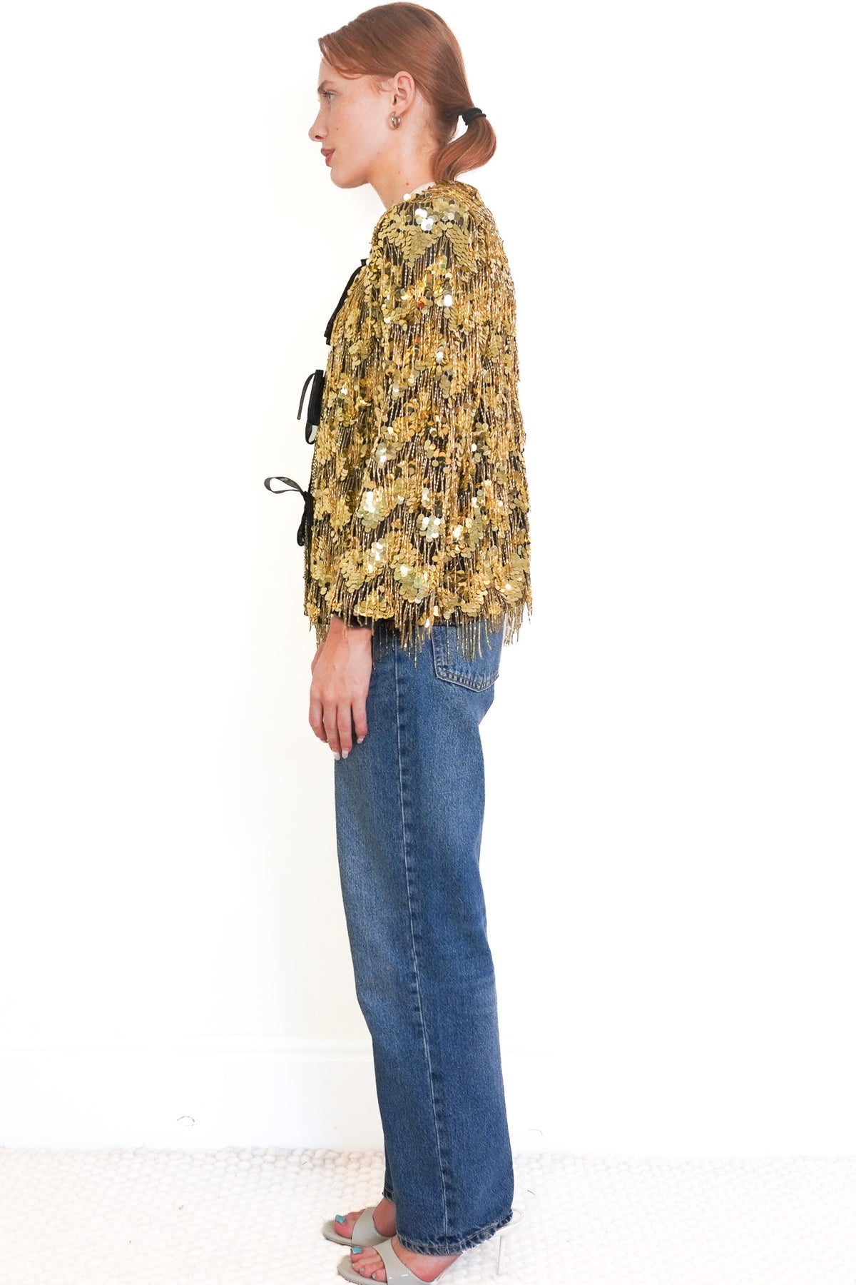 Side Image: Queens of Archive Gold Bead and Sequin Jacket