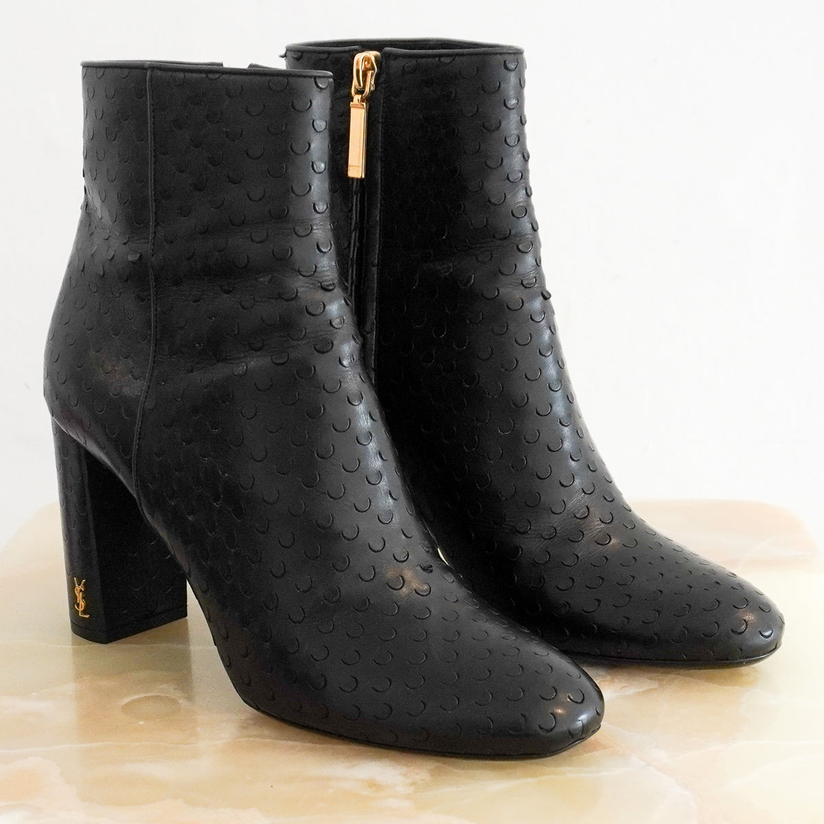 Side Image: Saint Laurent Lou 70 Monogram Ankle Boots