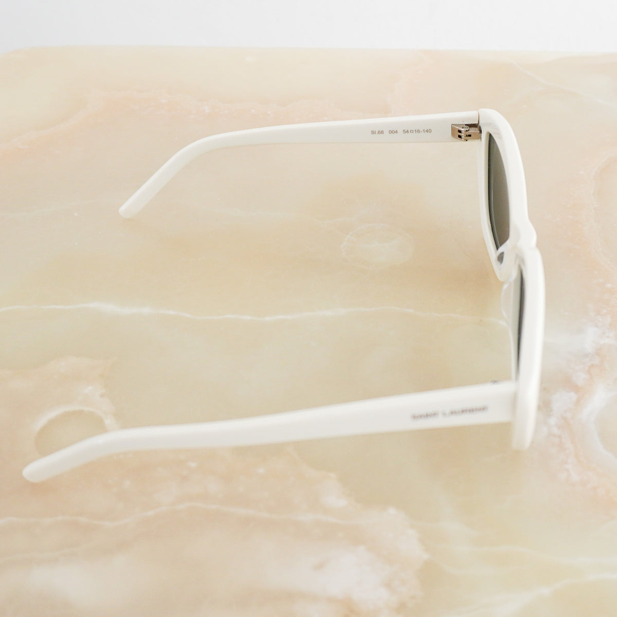 Side Image: Saint Laurent New Wave SL 68 Ivory Cat-Eye Sunglasses