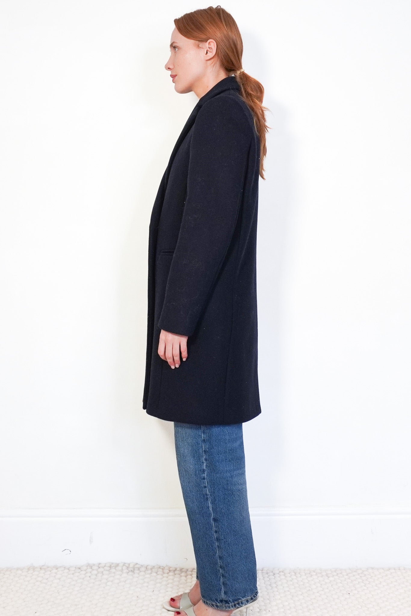 Sezane Navy Long Wool Coat (RRP £470) | Authentic Preloved