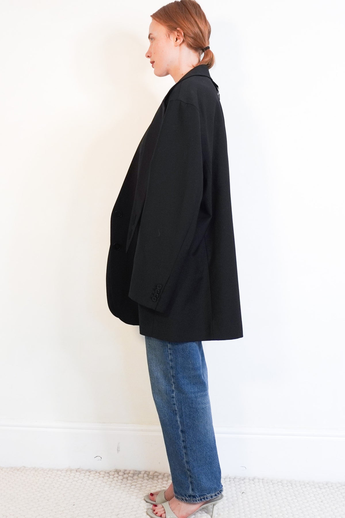 Side: Tibi Liam Black Oversized Blazer