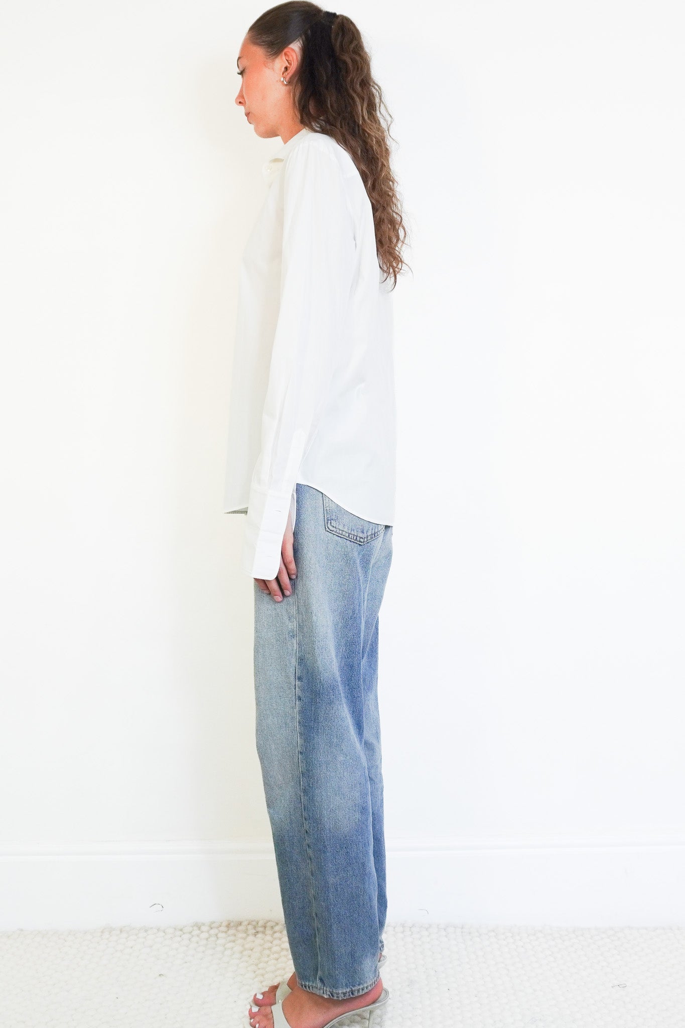 Side image Loro Piana White Shirt with Textured Collar 