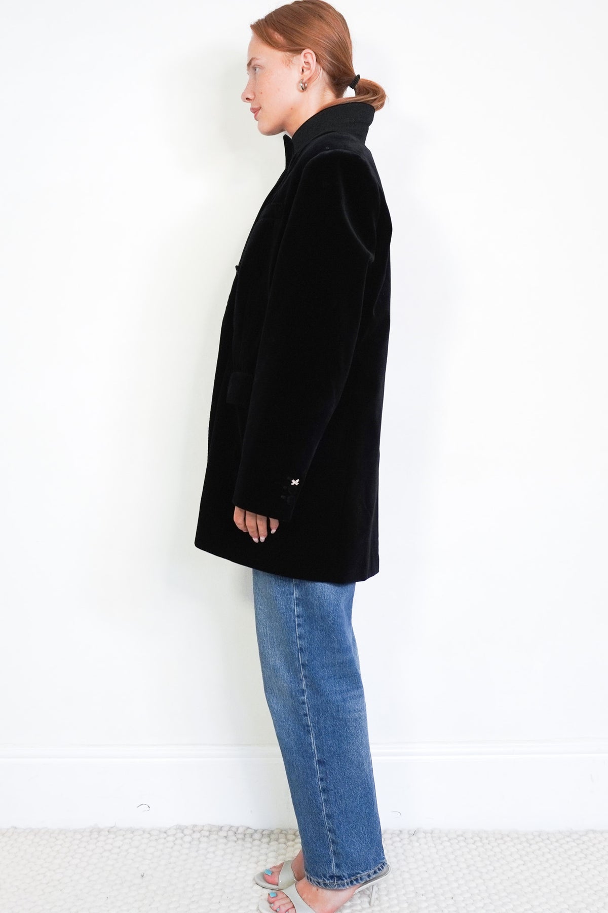 Side image Marina Rinaldi Velvet Double Breasted Longline Jacket