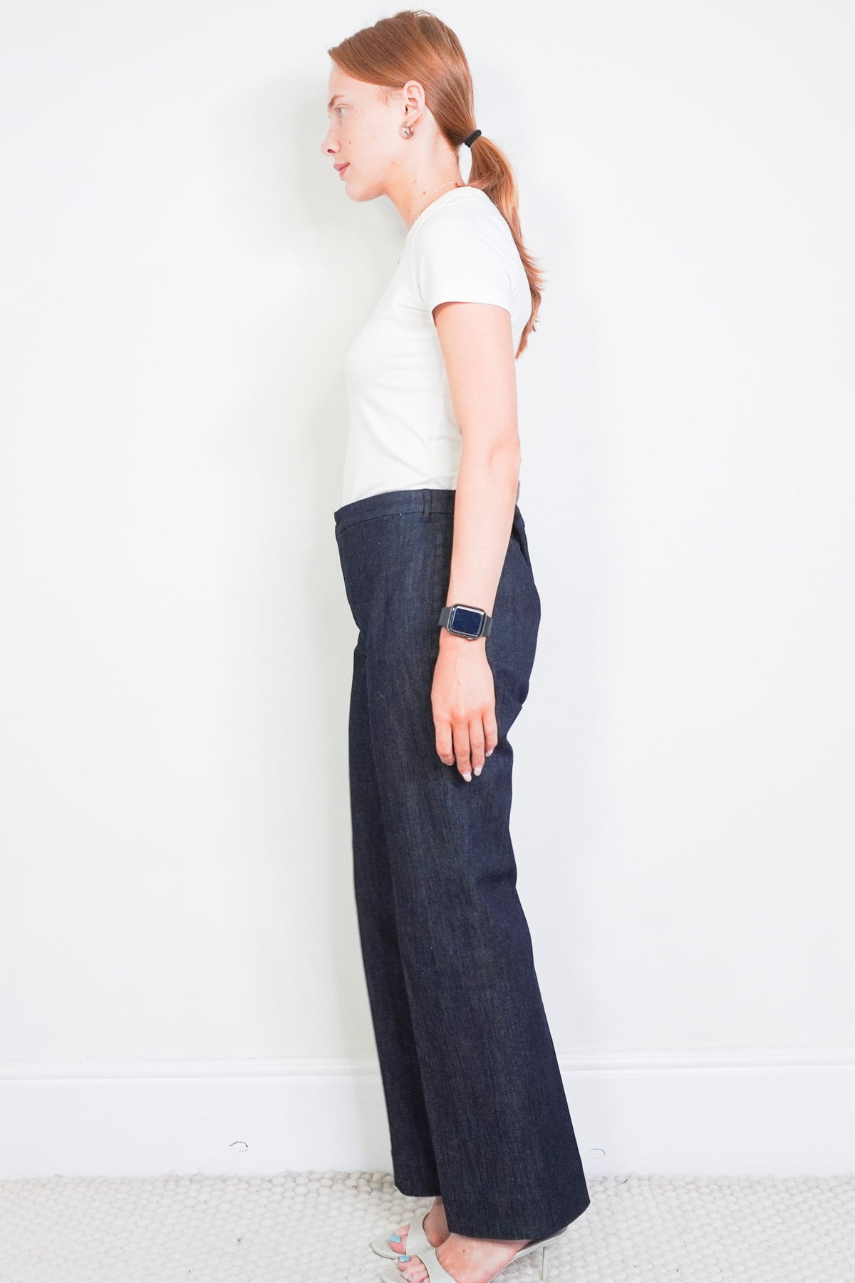 Side image MaxMara Cotton Denim Barrel Leg Trousers